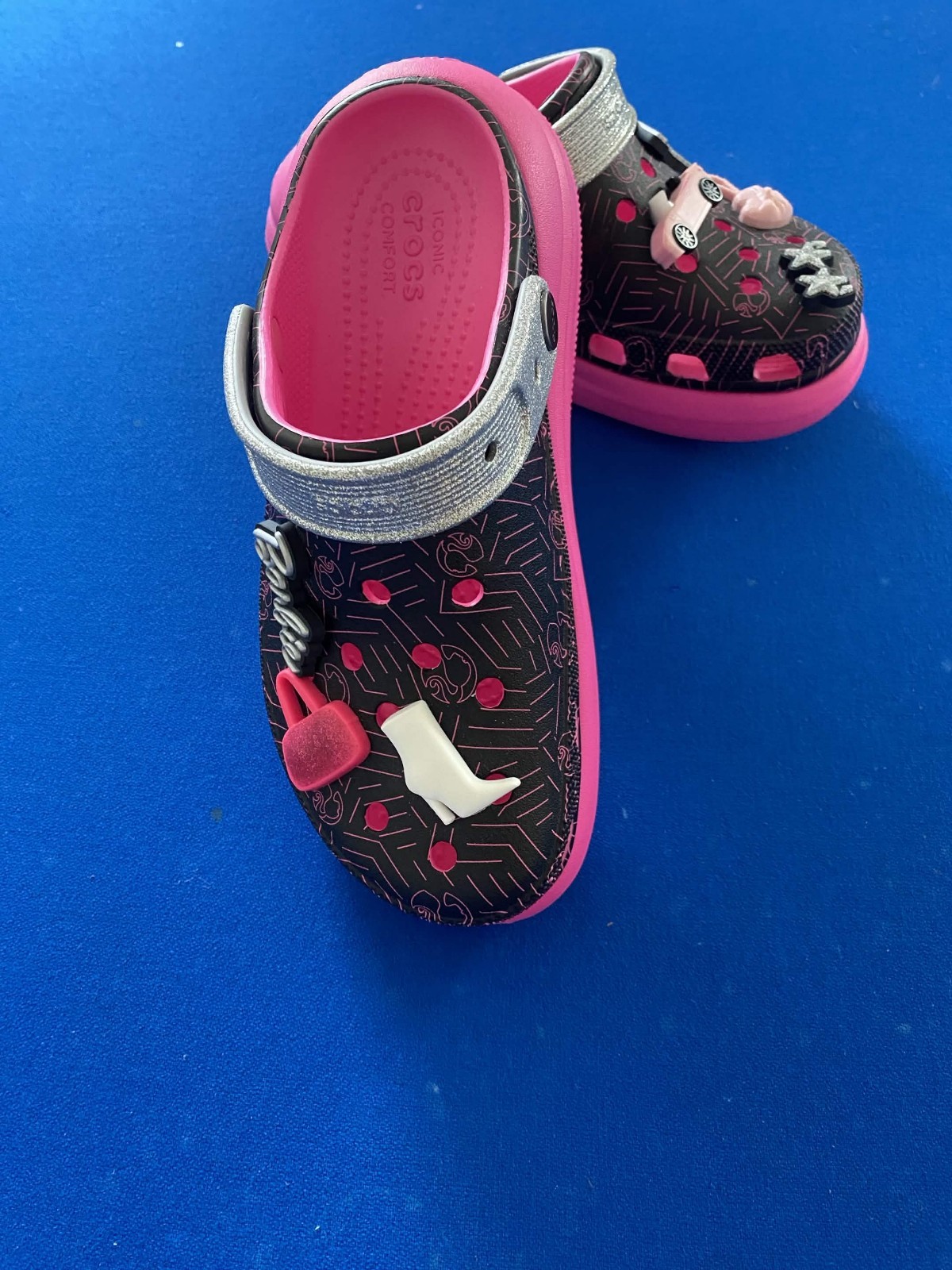 Crocs x Barbie Crush Clogs Black with Pink Women Size 8 New