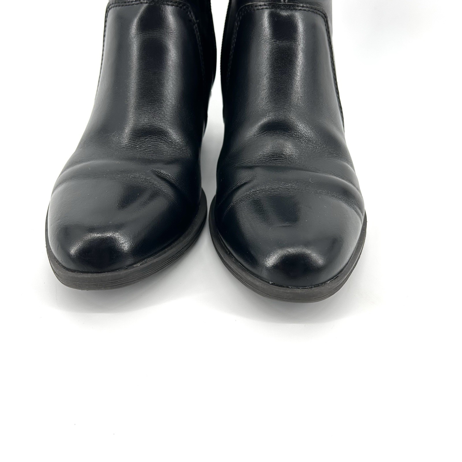 Vepose New York Black Ankle Boots Womens 7 Side Zip Stacked Heel Minimalist