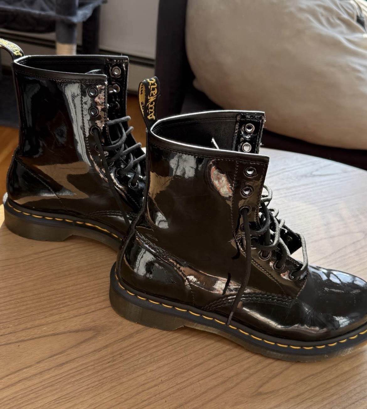 Dr. Martens 1460 Women’s 8.5 Black Patent Leather Ankle Combat Boots w/ cleaner