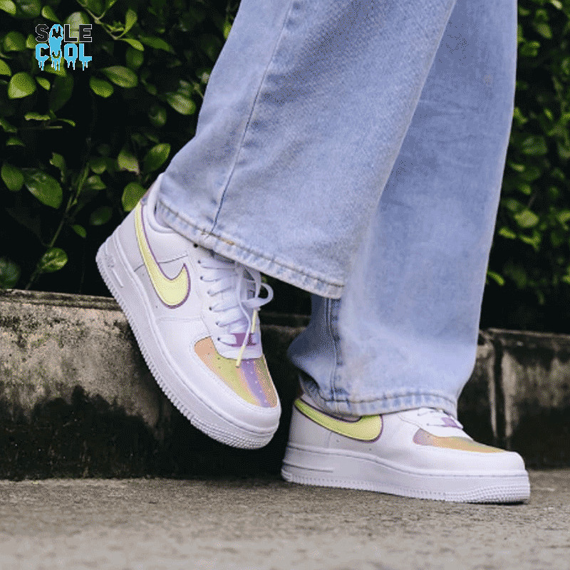 Nike Air Force Easter White Barley Volt Hyper Blue Womens CW0367-100