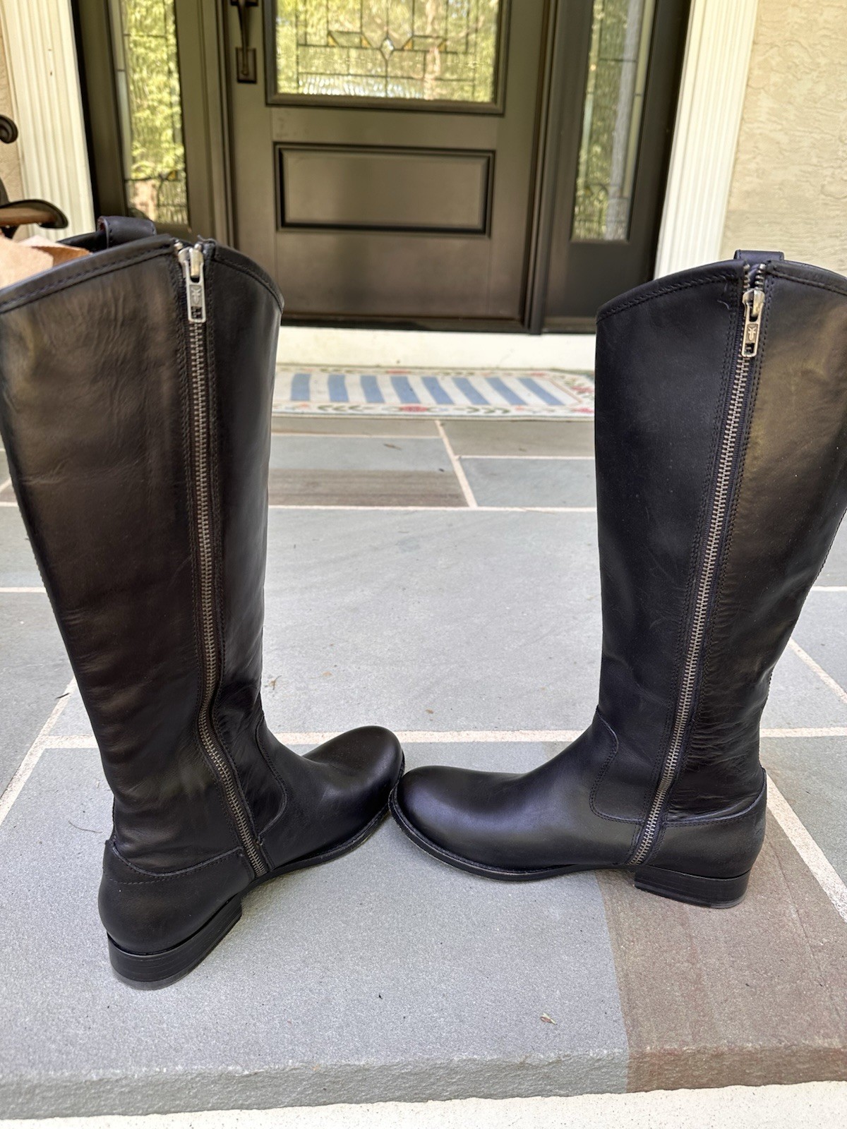FRYE Melissa Harness Inside Zip Tall Brown Leather Boots 76929 Womens Size 7.5B