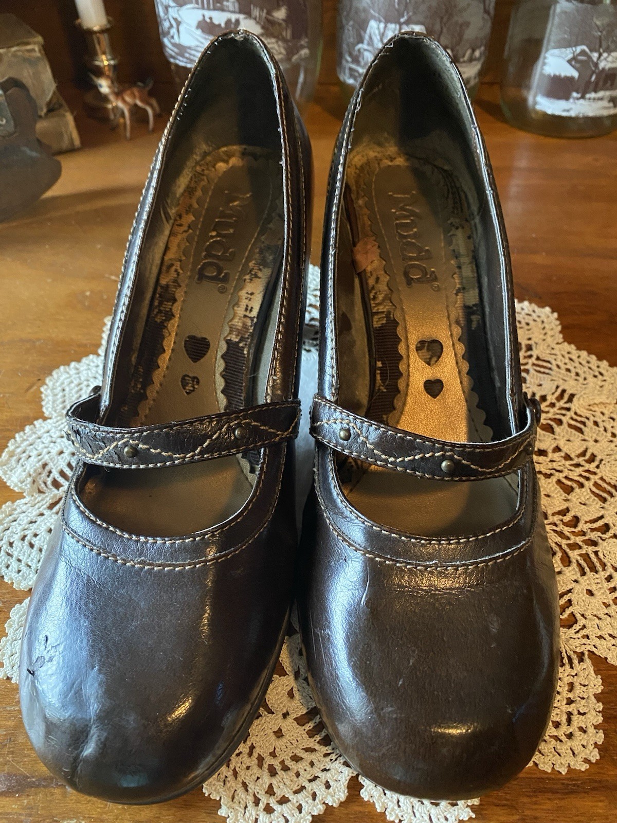 VTG Adrian MUDD Mary Jane Brown Slip On High Heel Pumps 2.5” Women’s 10M READ