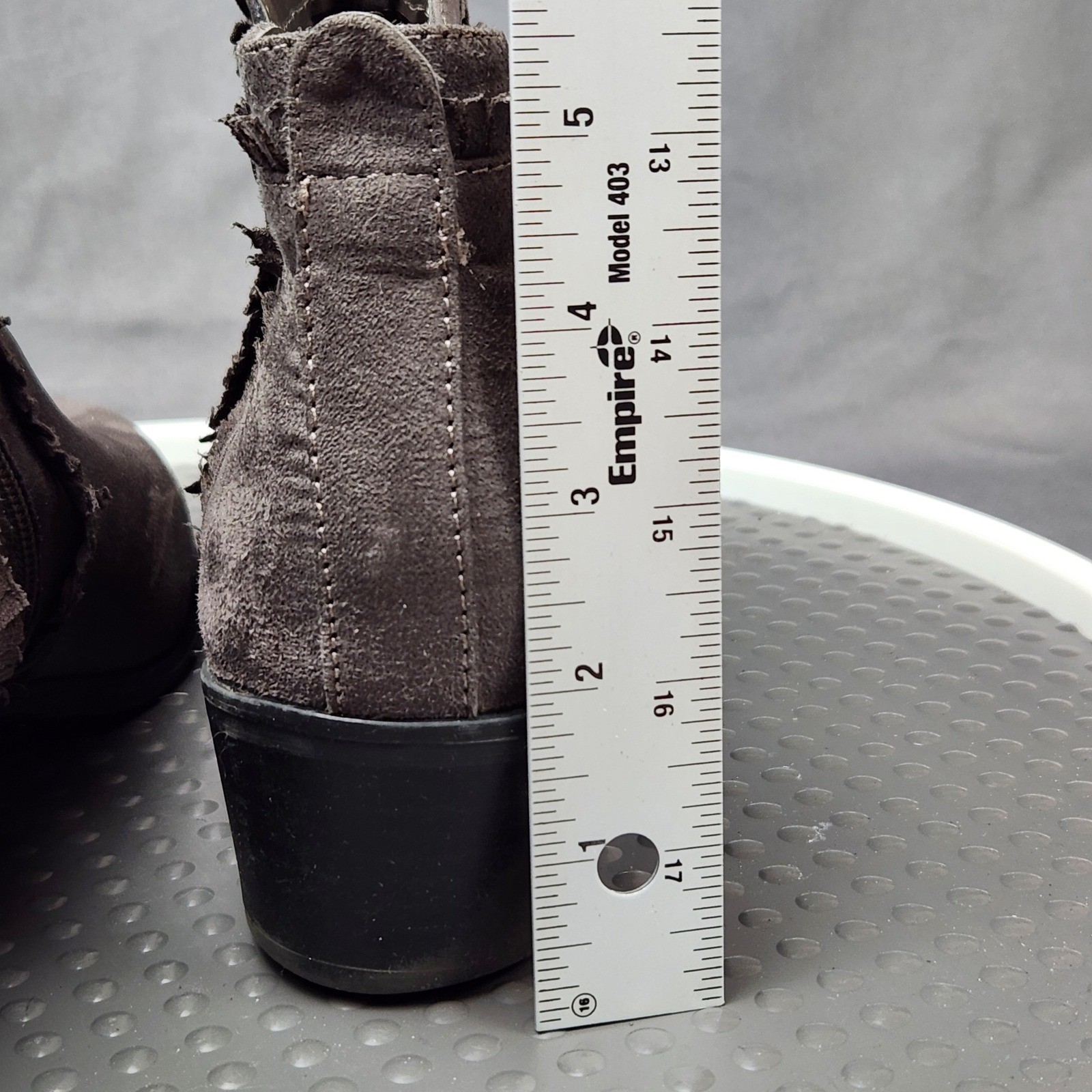 MIA Mable Vegan Suede Ankle Booties Gray Fringe Womens Size 11M Zip Casual Boots