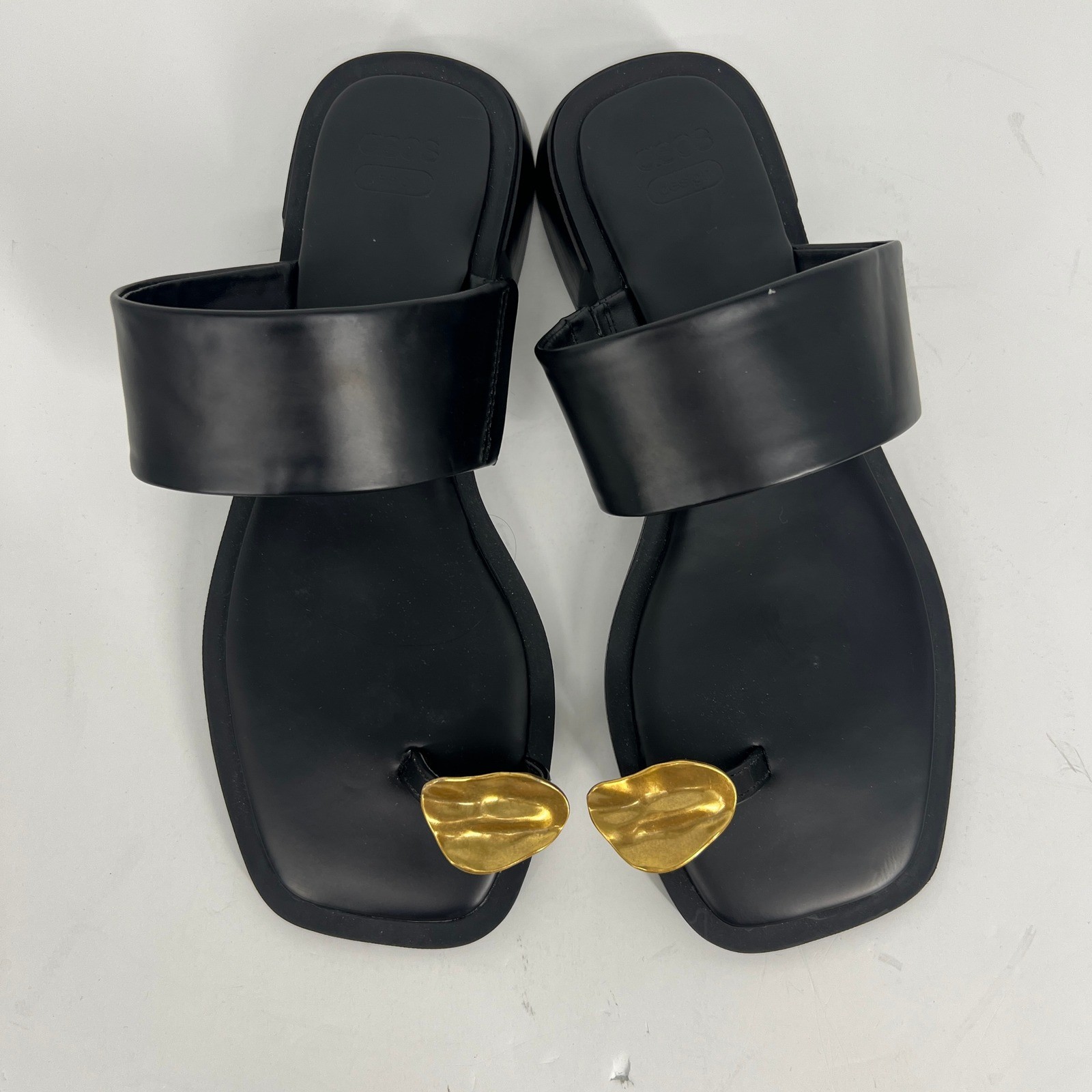 ASOS DESIGN Finesse Heeled Sandals Hammered Metal Toe Loops Black Black Women 10