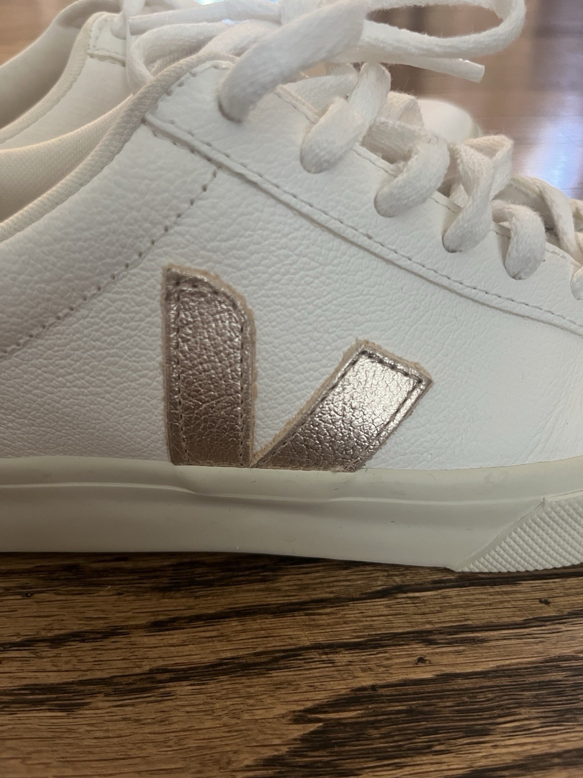 Veja Campo Leather White Platine Rose Gold Sneakers Womens Size 7 EUR 38