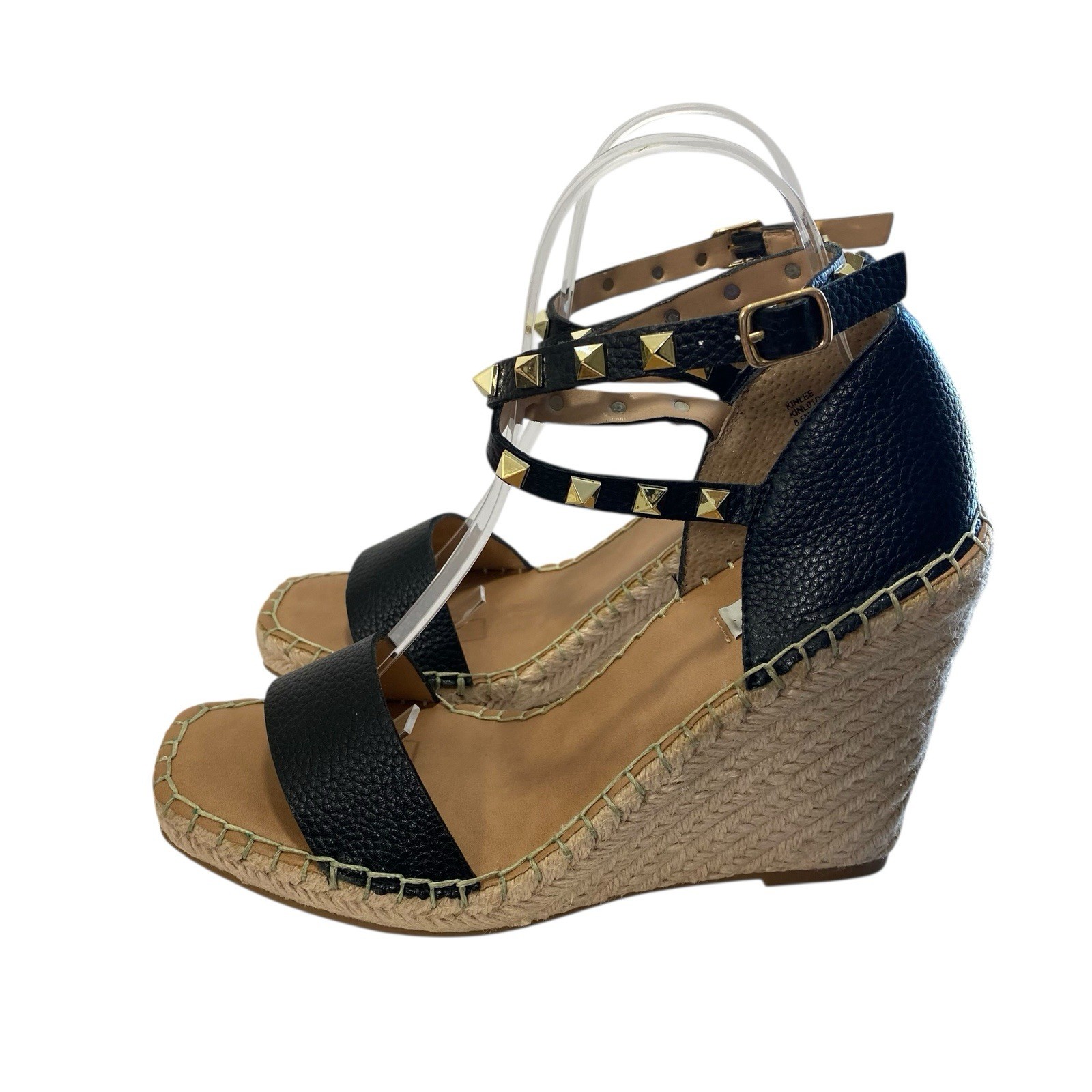 Steven New York Espadrilles Yute Kinlee Wedges Sandals 8.5 Black Tan Nautical