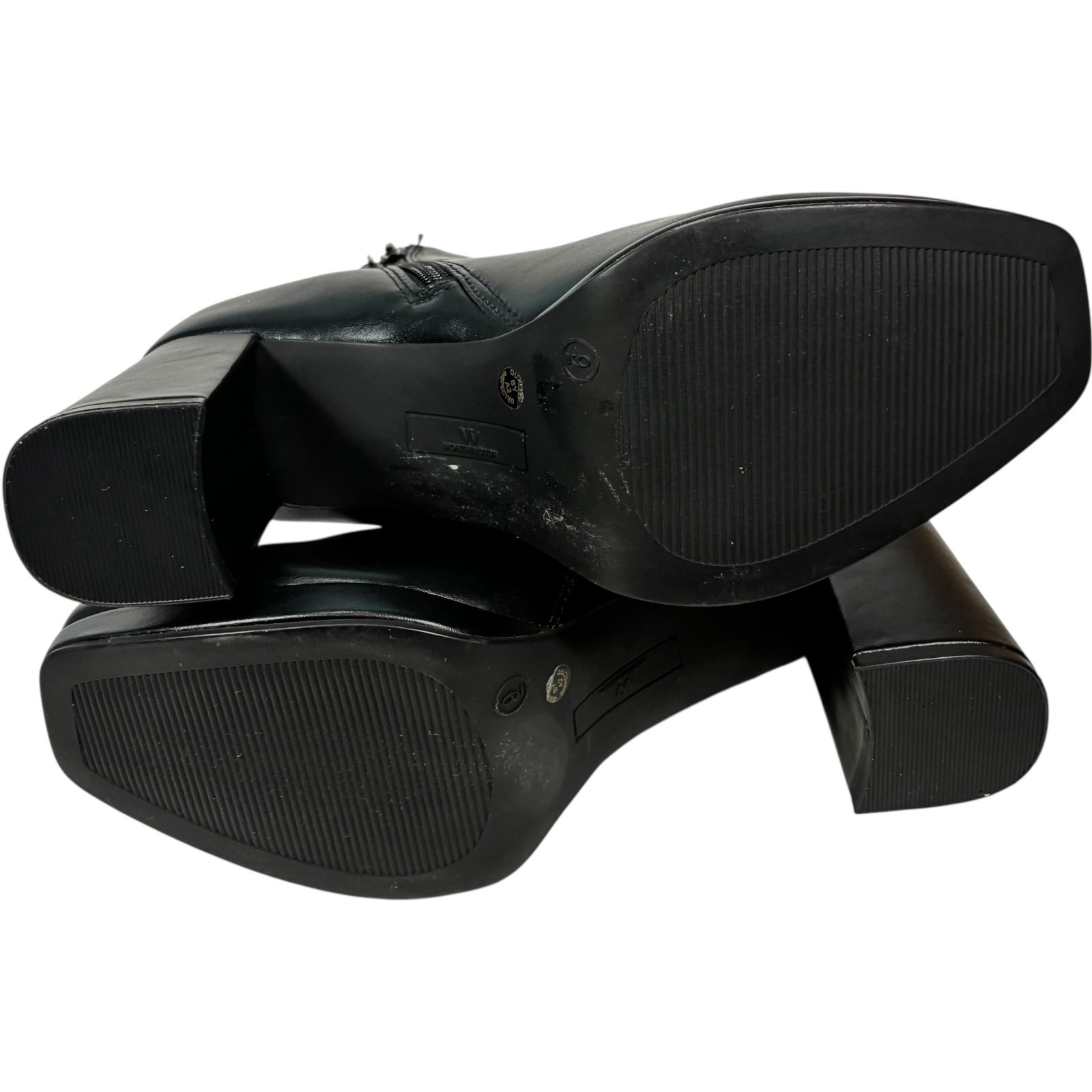 Worthington Gino Women’s Black 3.25in Block Heel Zip-up Bootie Size 9M