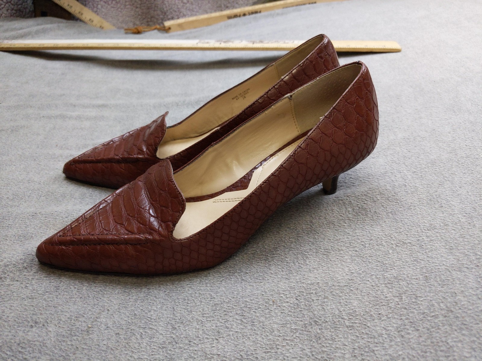 Adrienne Vittadini Shoes Womens 8 38.5 Brown Leather AV-SCOUT Cone Heel Pumps