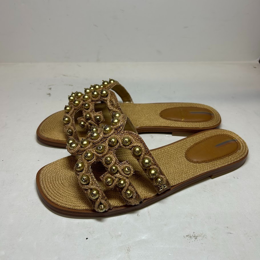 Sam Edelman Womens 9 M Gold Bay Soleil Strappy Slip On Flat Sandals NIB PF7