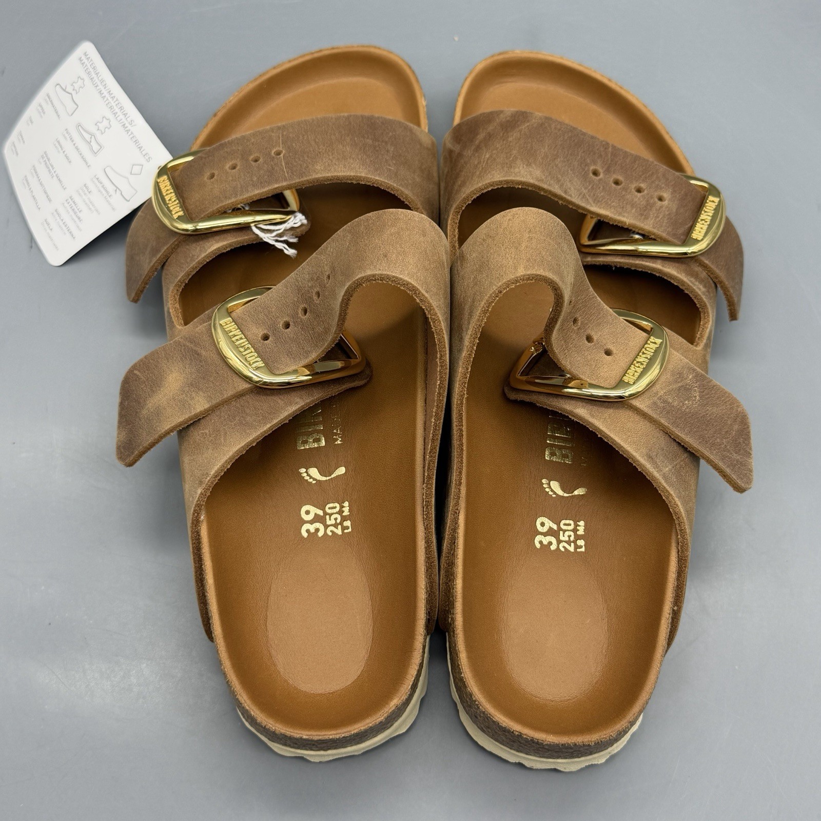Birkenstock Arizona Big Buckle Women’s EU 39 US 8 Leather Sandal Cognac Narrow