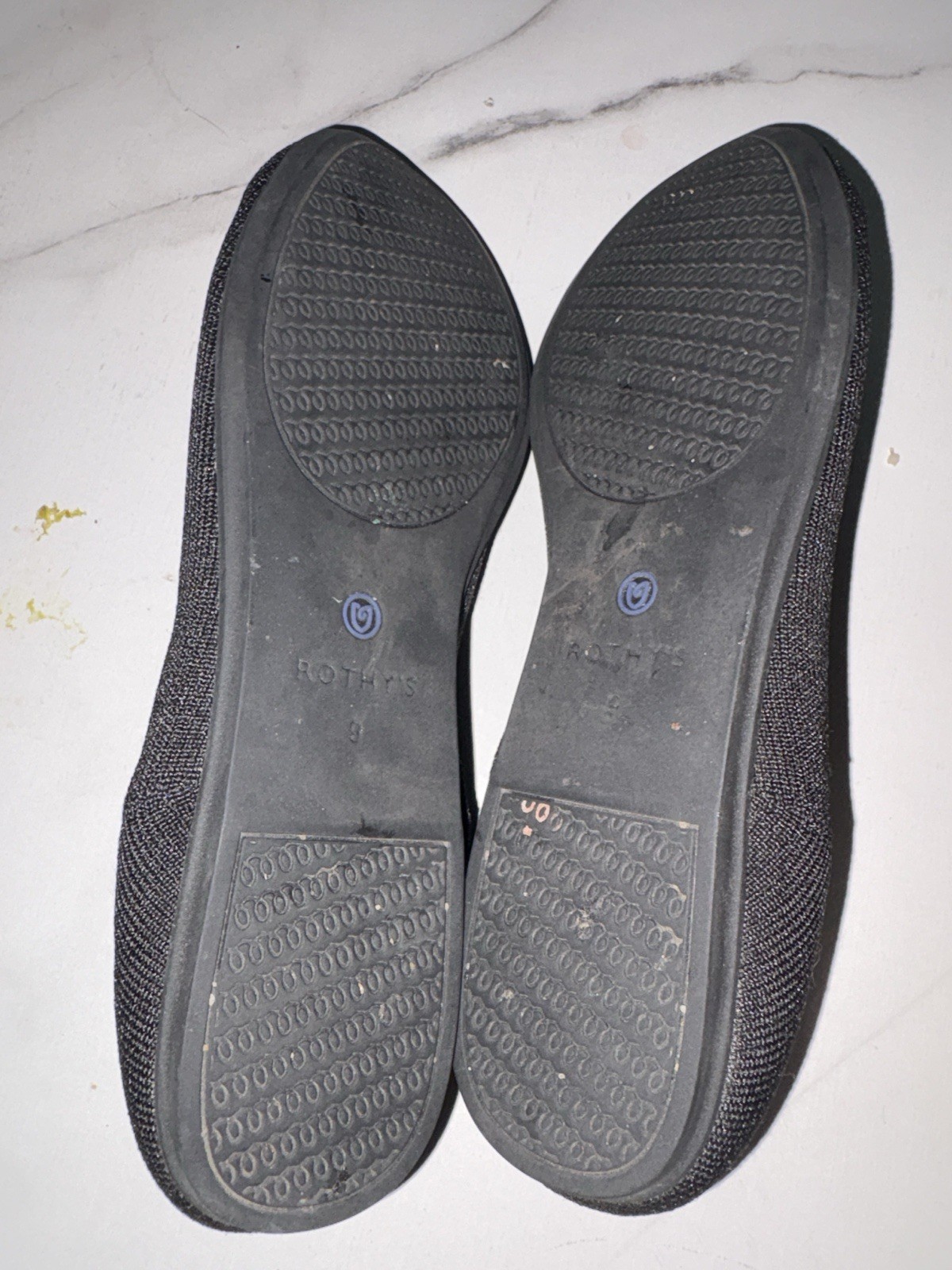 Rothy’s Black Slip-On Loafers with Blue-Trim Insoles