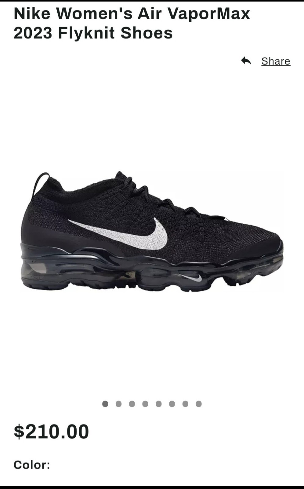 Size 8.5 women’s – Nike Air VaporMax 2023 Flyknit Black W