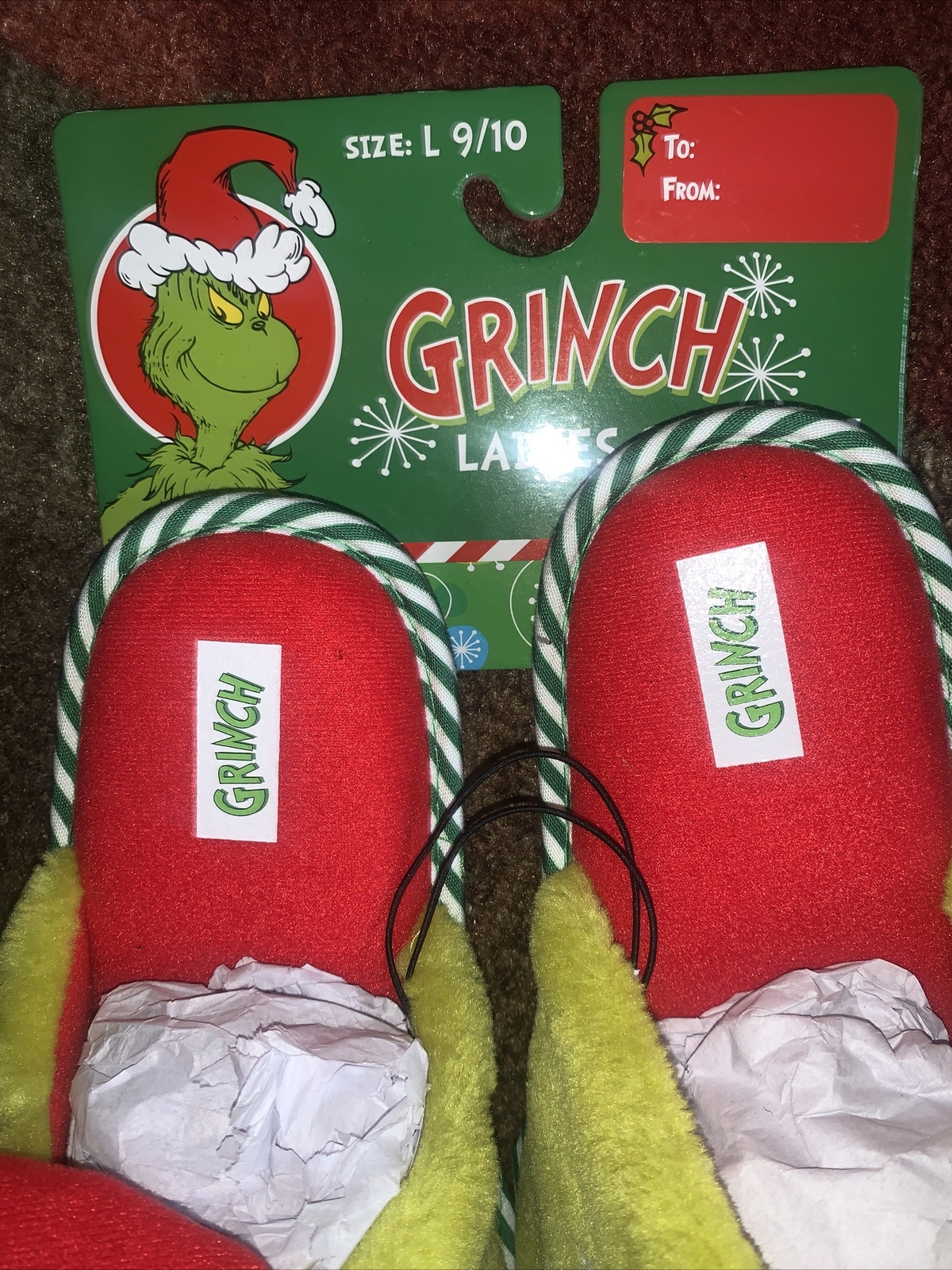 Dr. Seuss The Grinch Christmas Unisex Slippers Size 9/10 USA