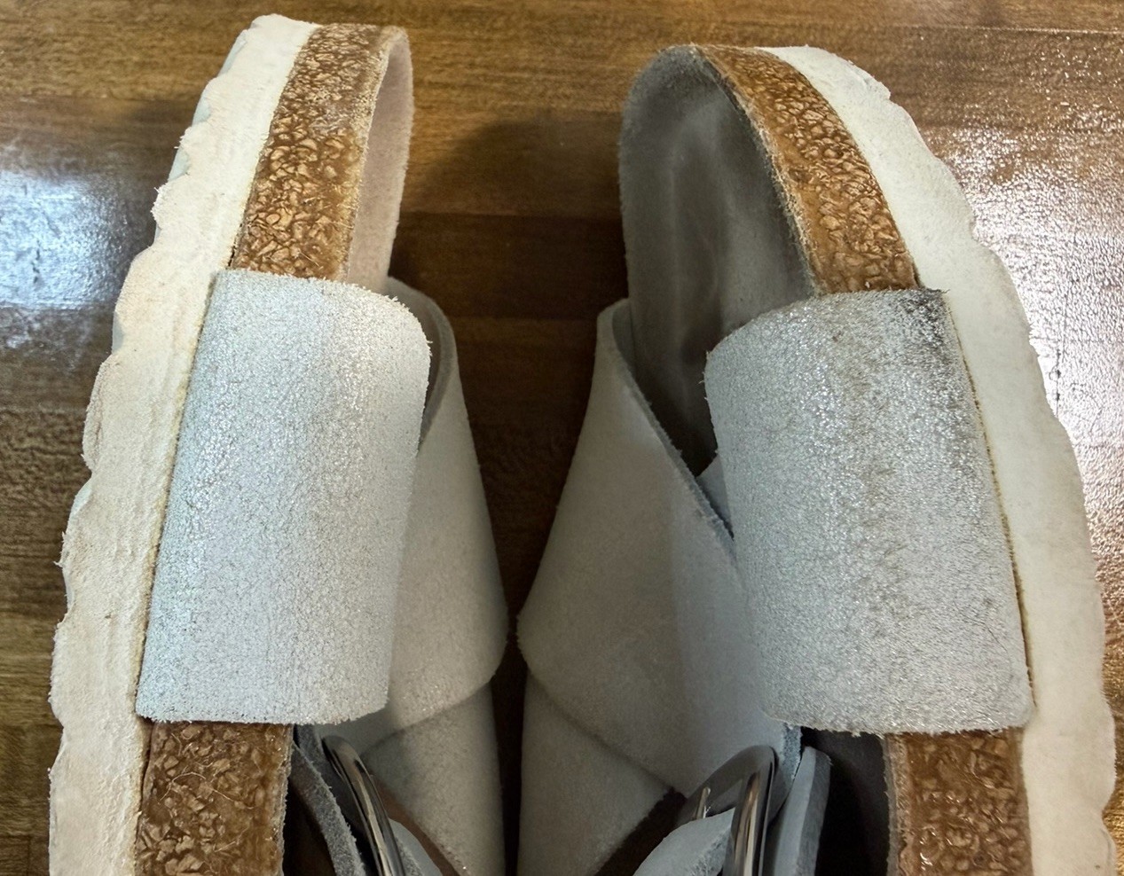 Birkenstock Siena Big Buckle Cross Strap Sandal Whitewash Metallic SZ42/US11W
