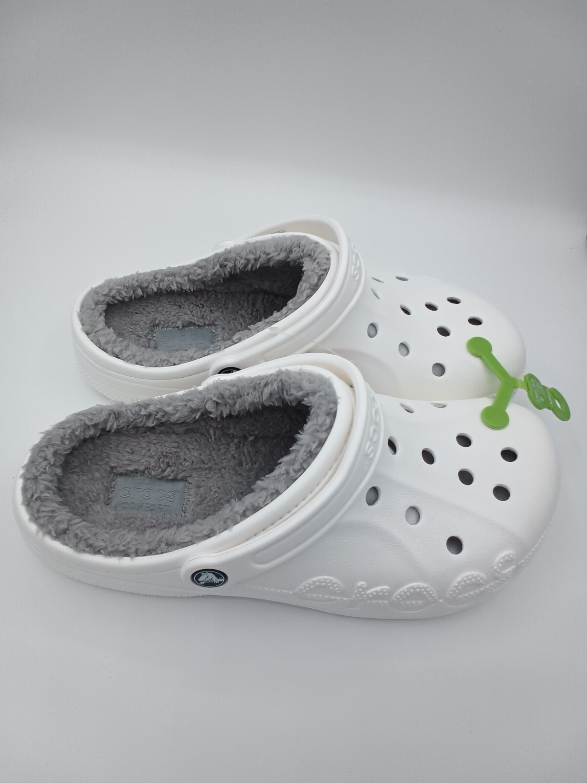 Crocs Baya Lined Clog Slip On White/Light Grey 205969-11H Sz M10/W12 New in bag