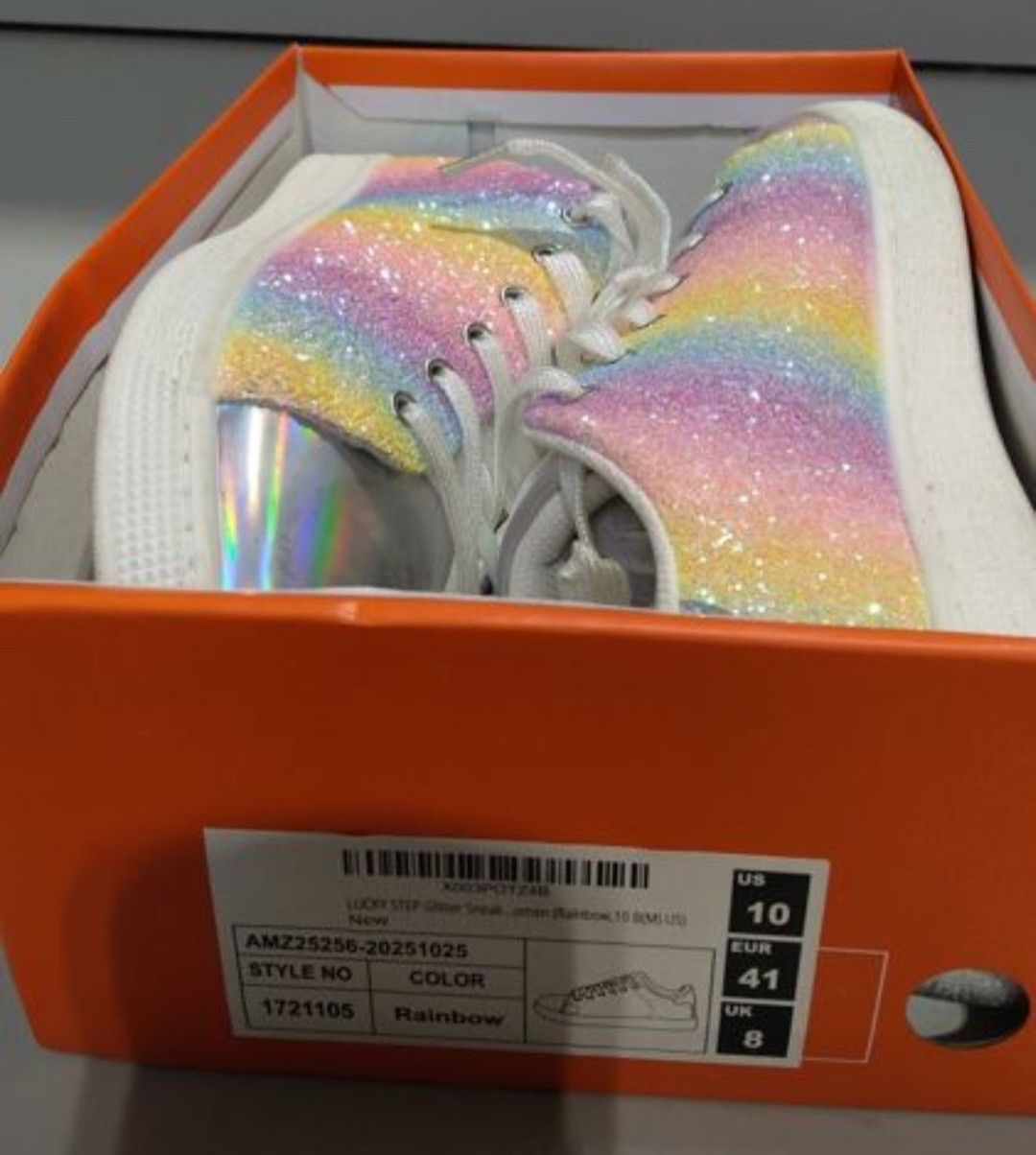 LUCKY STEP Glitter Shoes Sparkly FashionSneakers for Women (Rainbow,10 B(M)US)