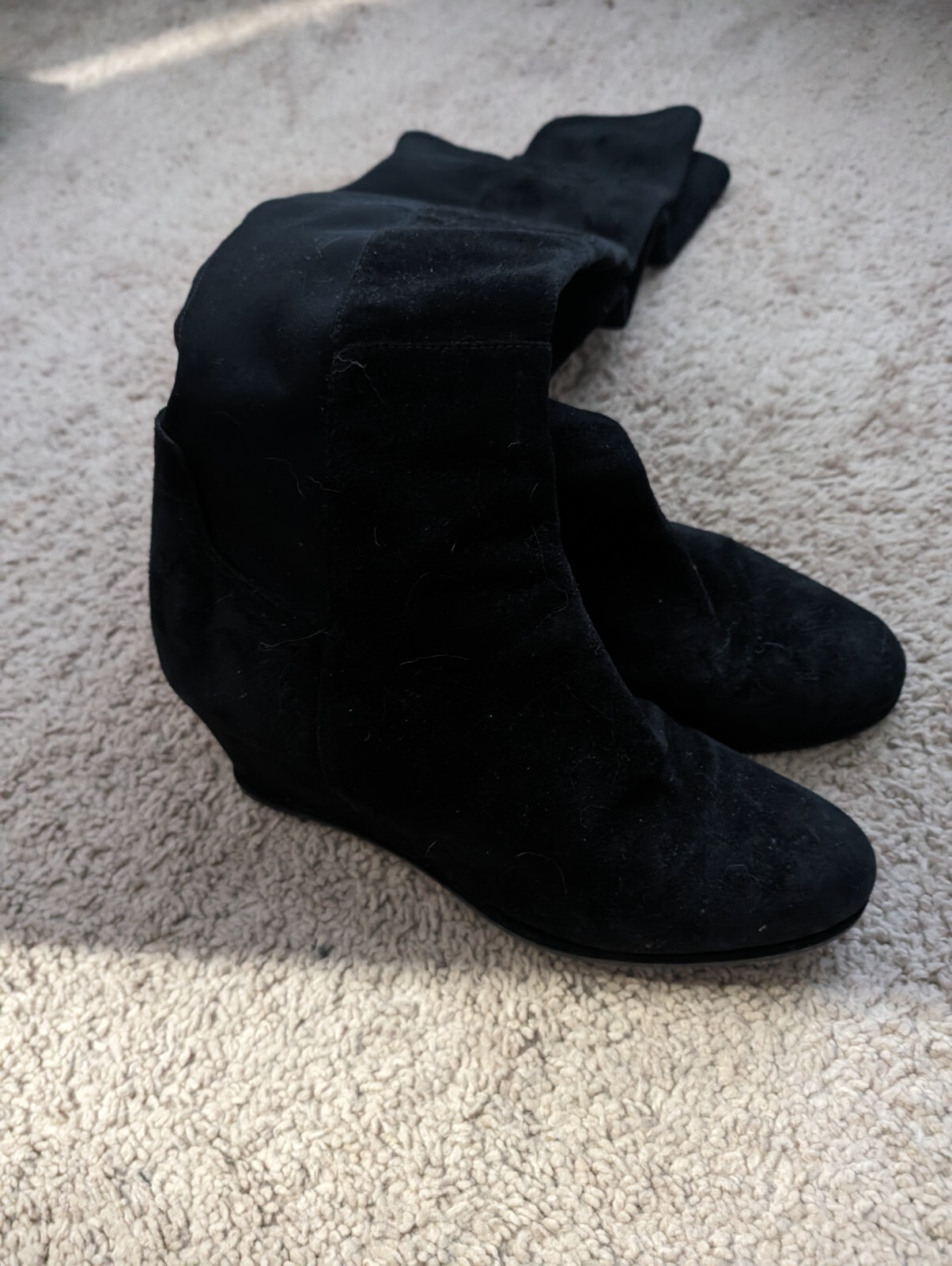 Stuart Weitzman Fitted Demiswoon Black Suede Wedge Boots Size 9M