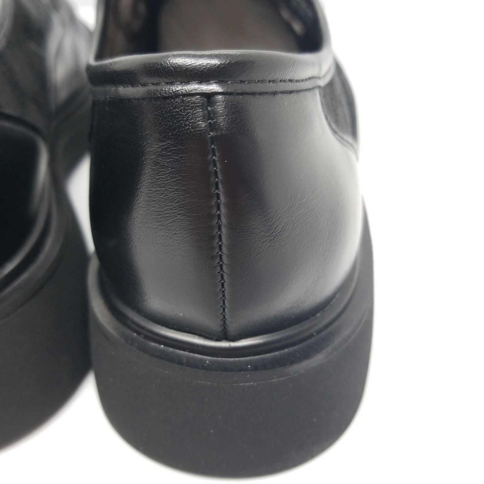 Size 8 Black Man Made Leather Black &Sheer Check Oxford Shoes Grunge