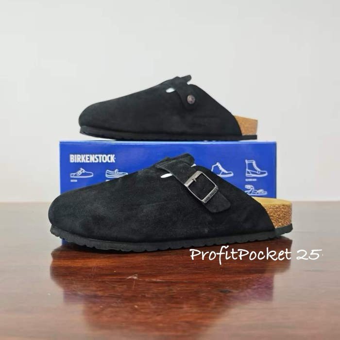 Birkenstock Boston Black suede Size 39 EU Regular/Wide Fit