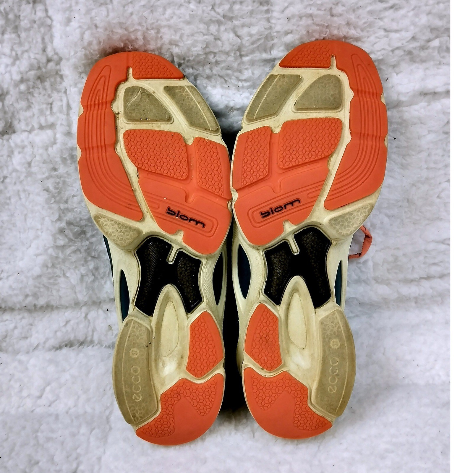 ECCO Yak Leather Biom Natural Motion Walking Shoes Teal Orange