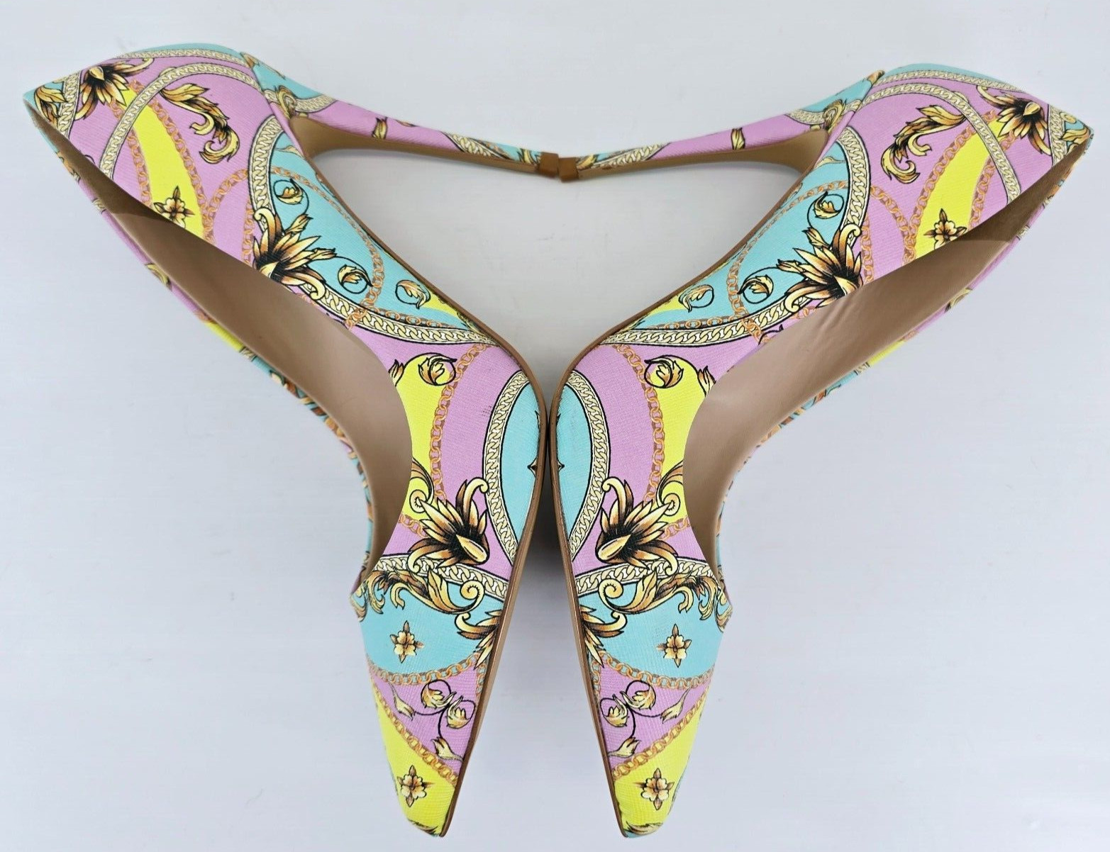 ALDO Stessy Multi Lavender Yellow Aqua Size 8 Women’s 4.25” High Heel Pumps