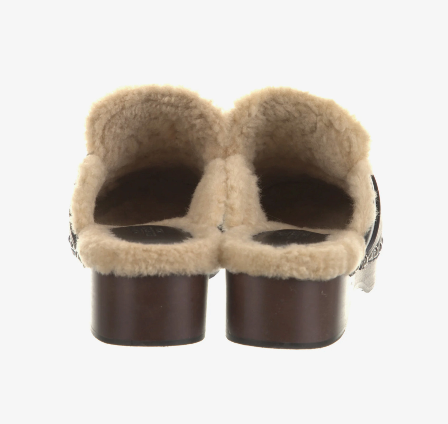 Hermes Carlotta Mule Black Leather Kelly Lock Shearling Fur Clog Slide Women’s 5