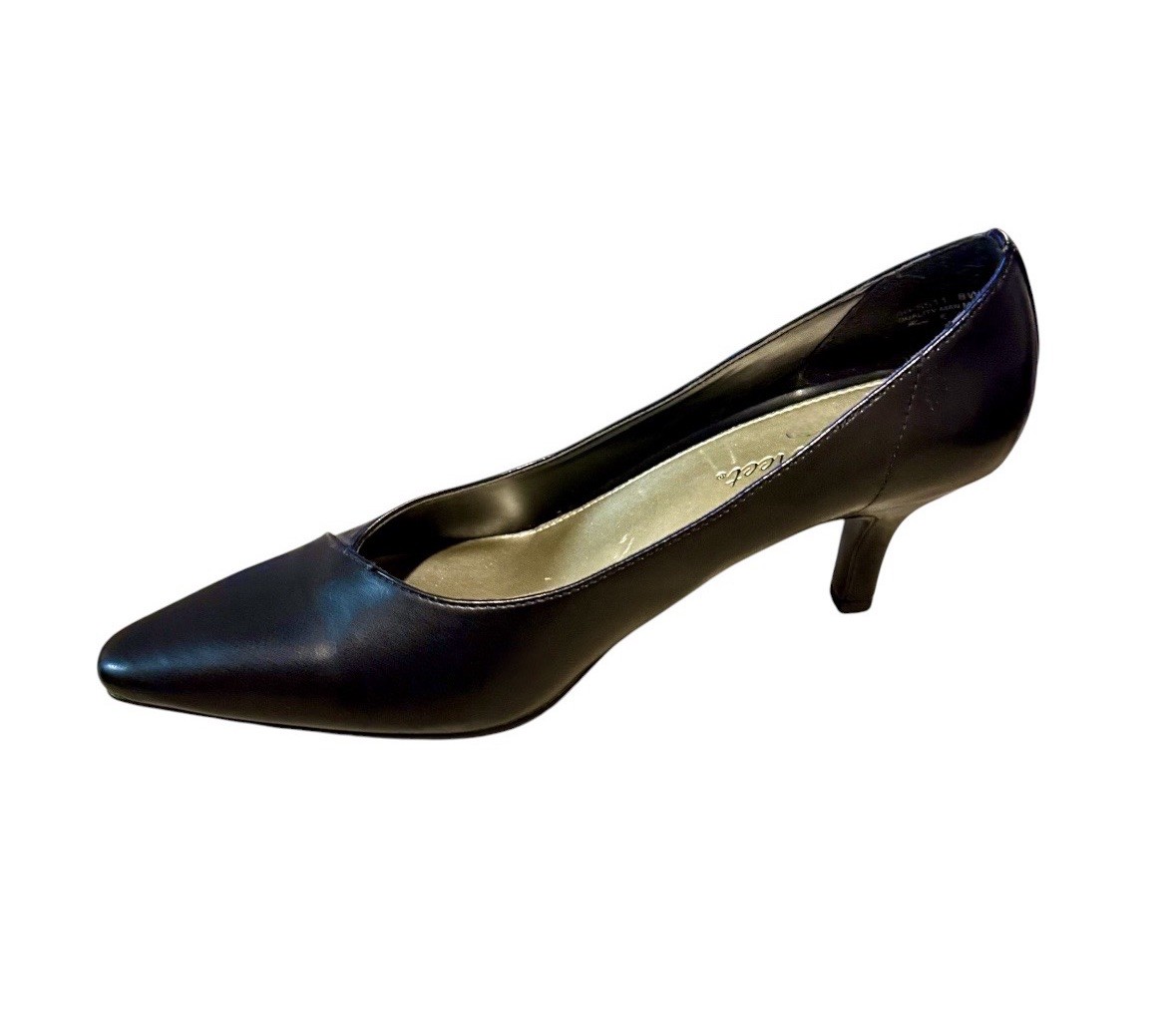 Easy Street Women’s Black Chiffon Kitten Heel Pumps Sz 8W Style 405511