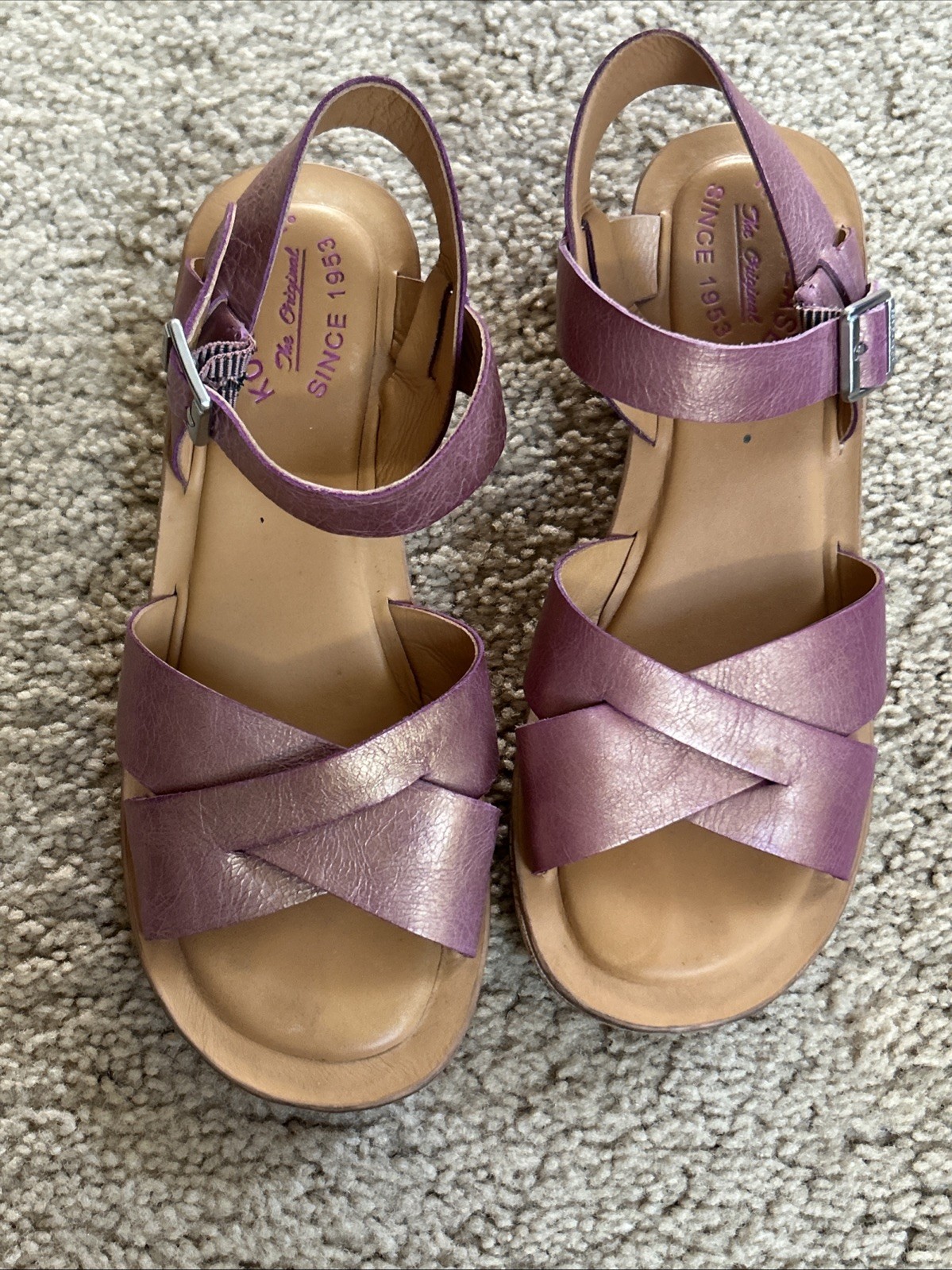 Kork-Ease Size 7 38 Women’s Leather wedge sandals, Orchid Pink Color