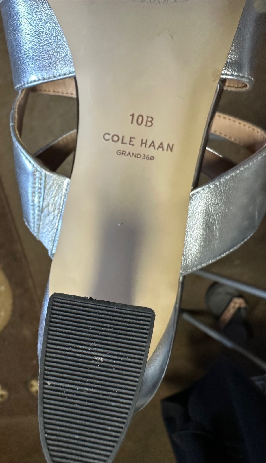 Cute – Cole Haan Alyse Sandal Womens Sz 10 B Silver Specchio Leather Block Heel-