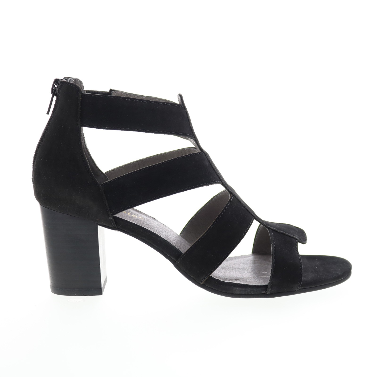 David Tate Francis Womens Black Narrow Nubuck Zipper Strap Heels Shoes 10