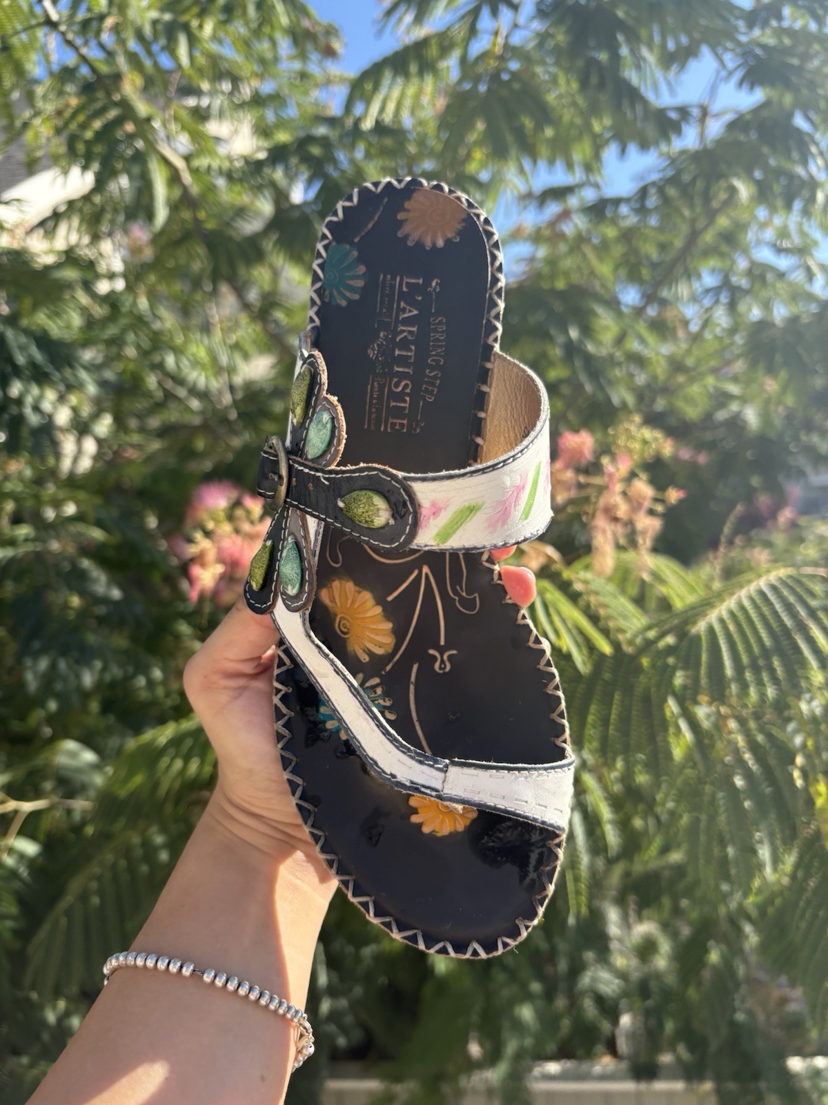 L’ARTISTE SANTORINI SLIDE SANDAL | Bohemian Sandal Wedges |Size 39