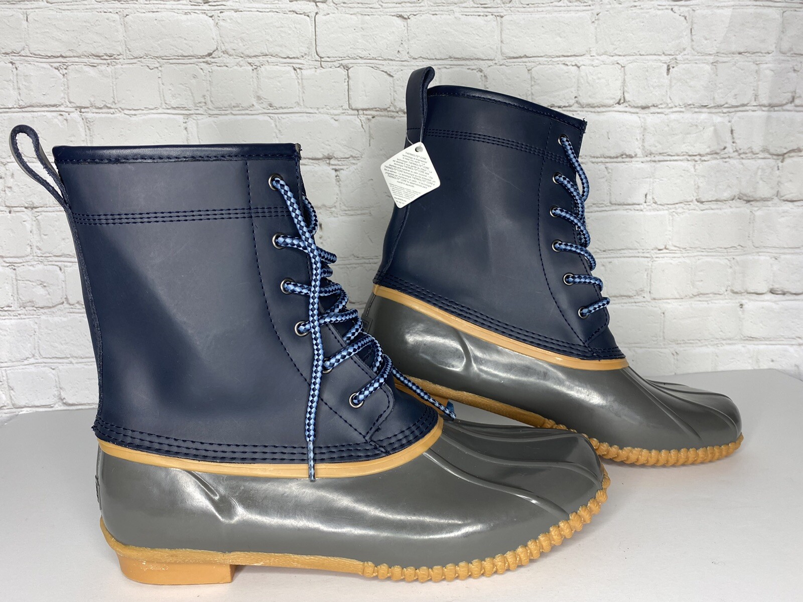 Lands End Womens 502426 Unlined Duck Boots Ankle Lace Up Deep Twilight Blue 11B