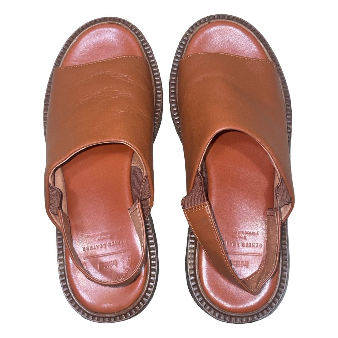Initial The Unusual Experience Brown LEather Crepe Sole Sandals Size: EU36 US 6