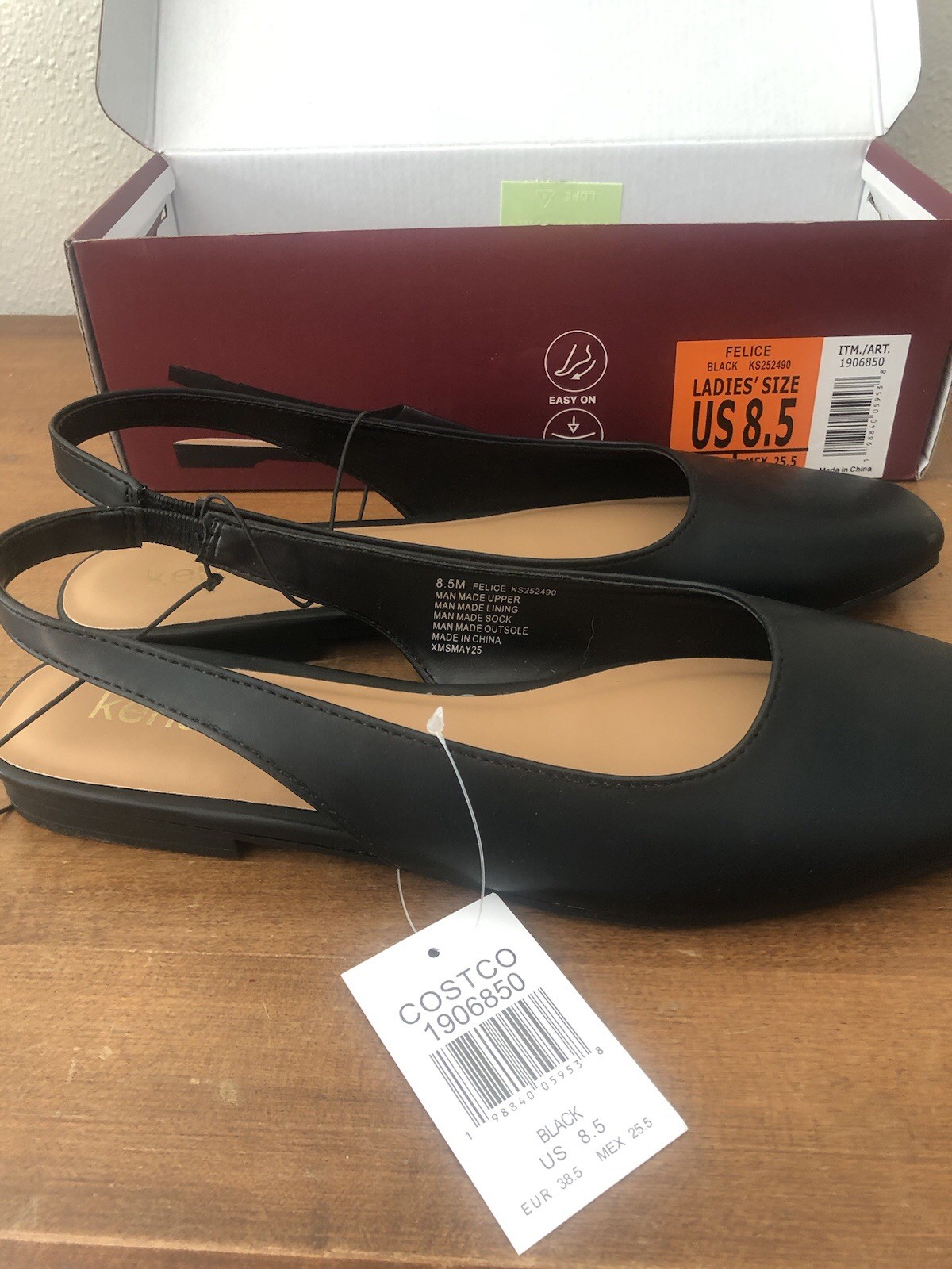 New NWT Kensie Size 8.5 Felice Sling Back Flats Black