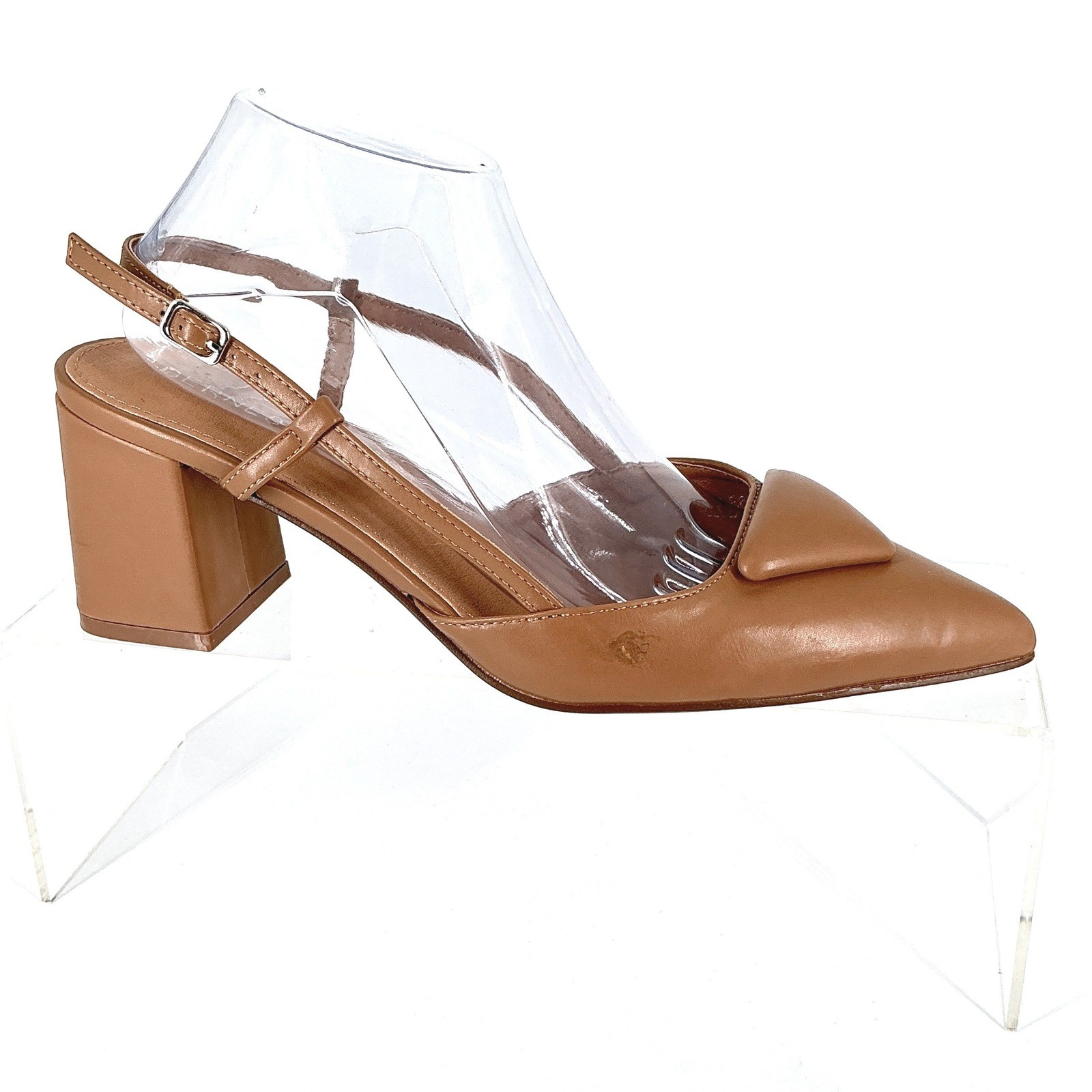 Berness Size 9 Cognac Brown Pointed Block Heel Slingback Pumps NEW Chevelle $65
