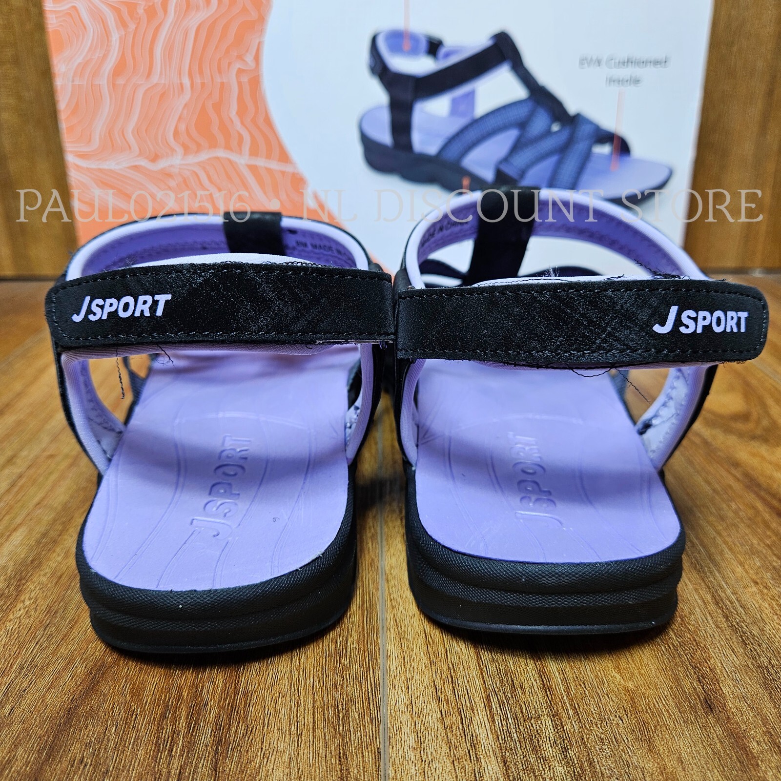 JSPORT Women’s Kaia Sports Straps Sandal ~ Black/Purple ~ Various Sizes