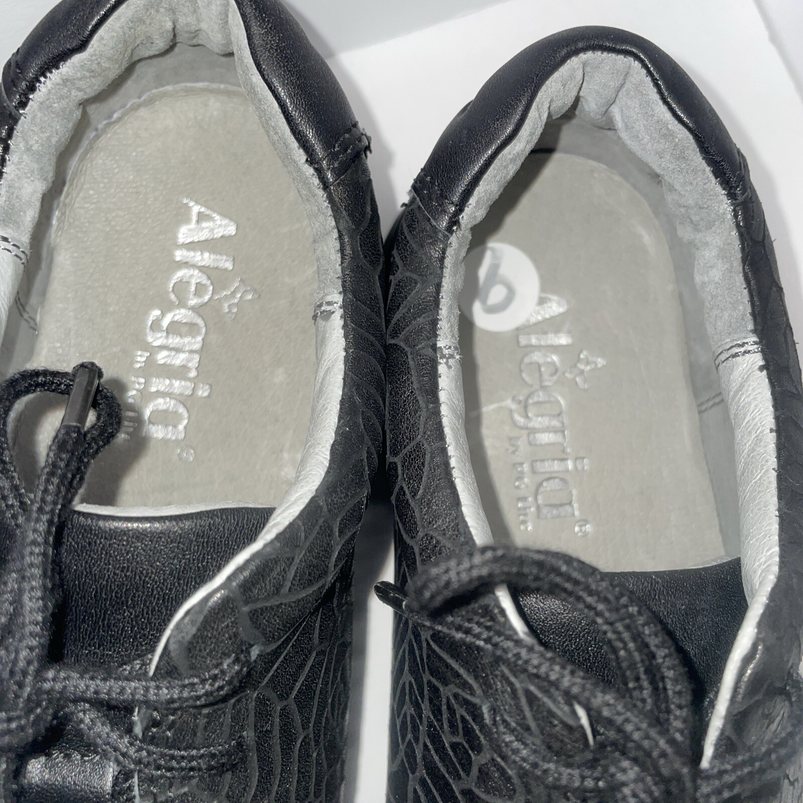 ALEGRIA Essence Leather Sneaker Shoes Women Size US 6.5 EU 36 Black Rose ESS-586