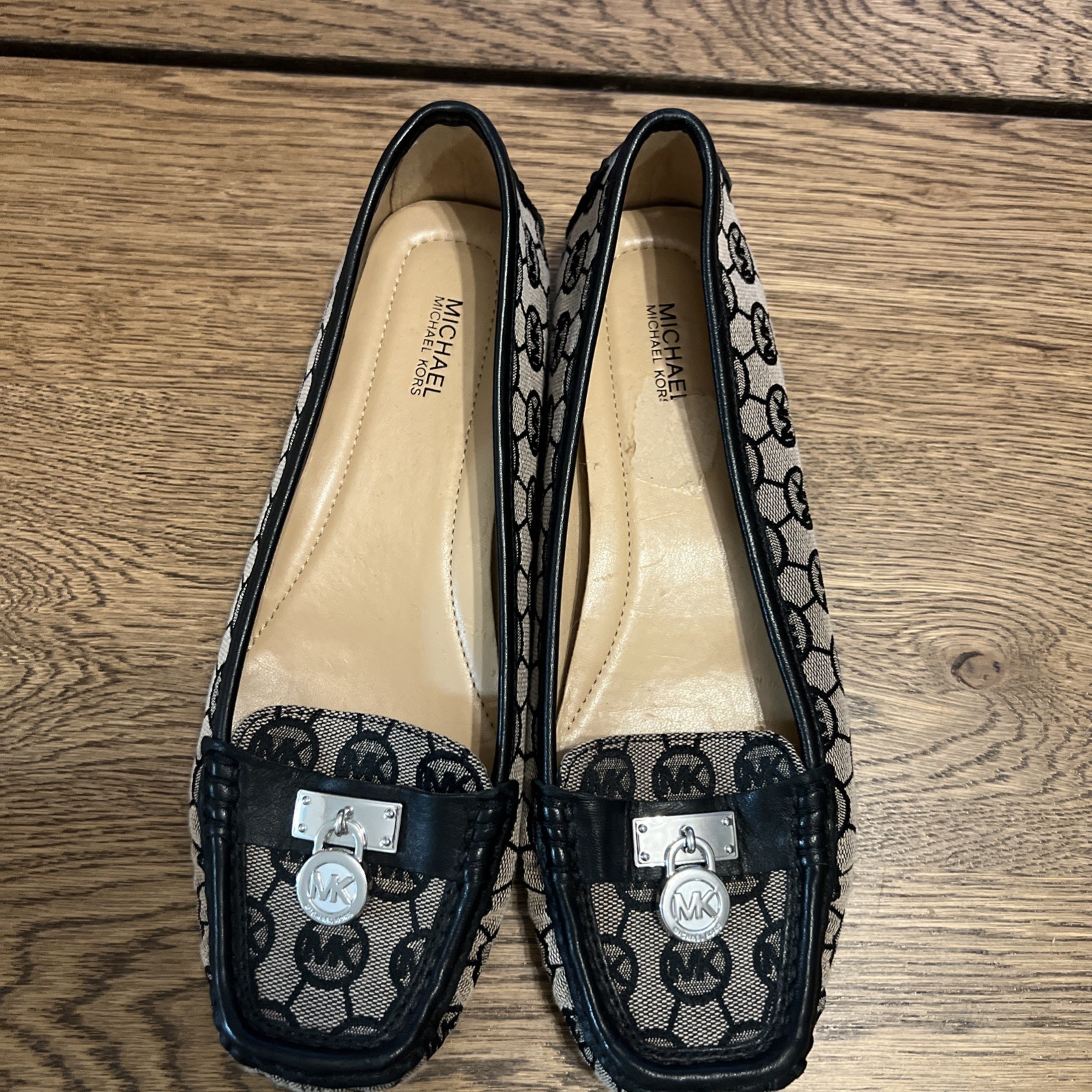 Michael Kors MK Women’s Hamilton Loafer Logo Textile & Leather Size 7.5
