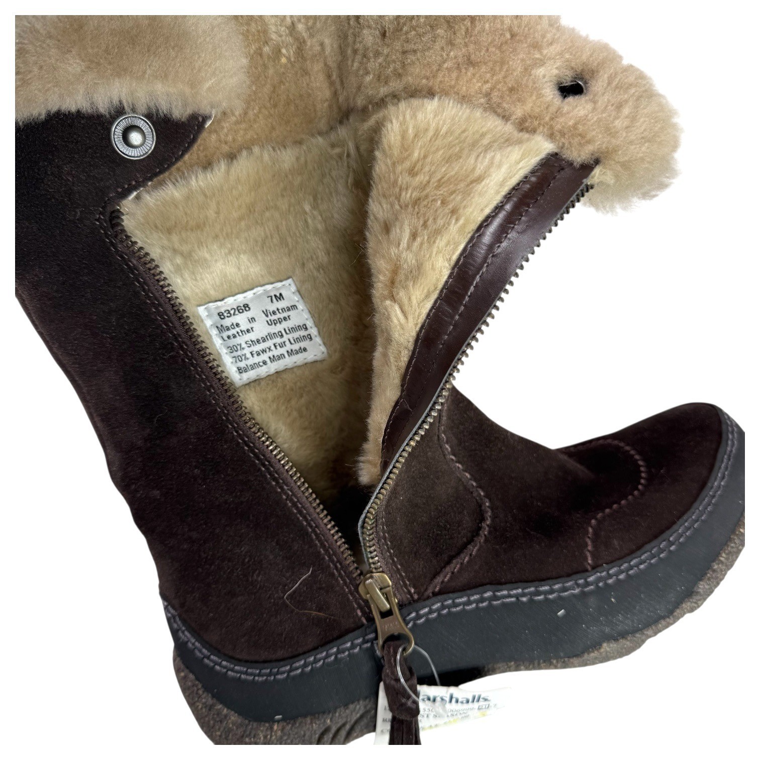 Clarks Womens Novice Moon Winter Boots Suede Shearling Mid-Calf Brown Size 7