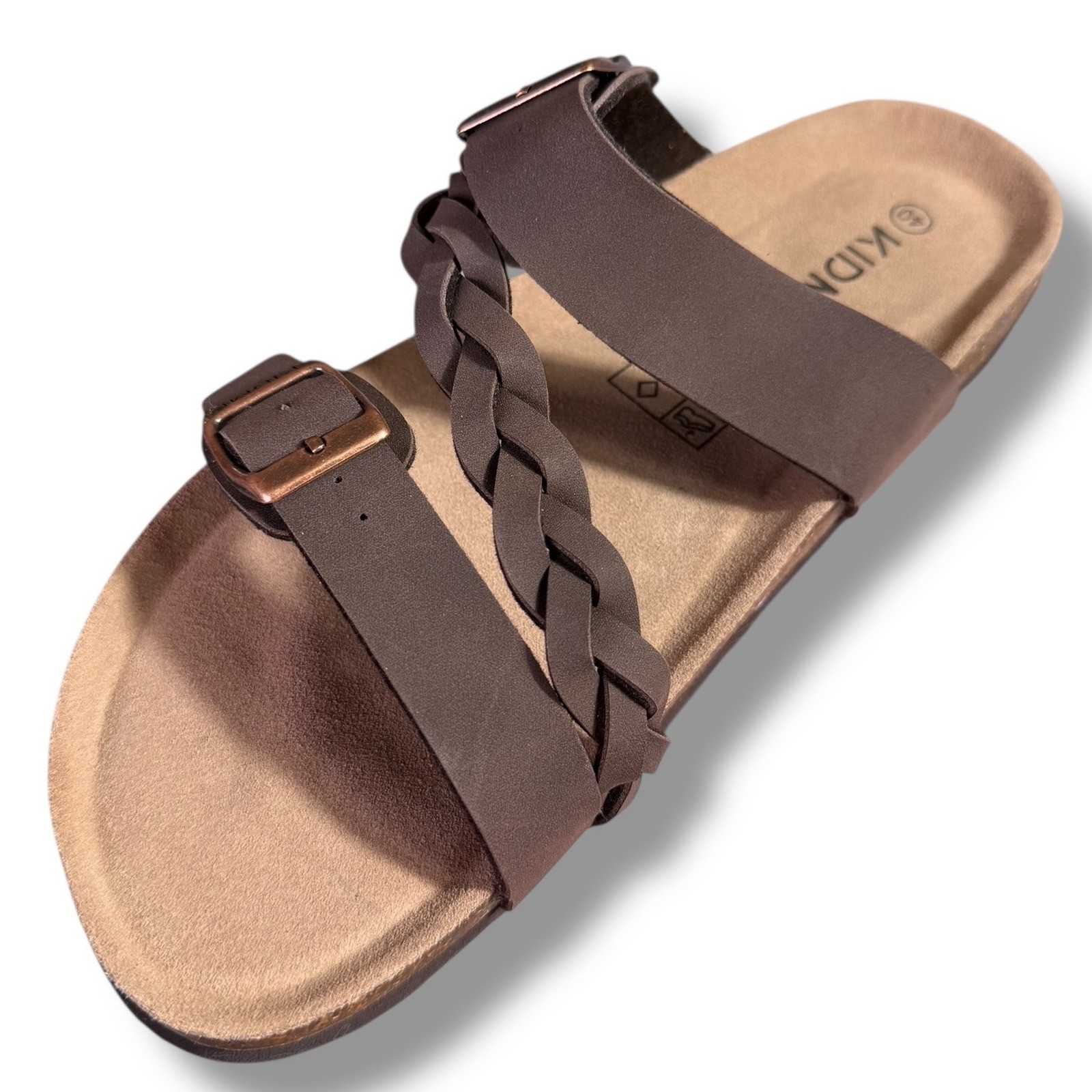 Kidmi Women Chocolate Brown Braided Strap Cork Footbed Sandals Sz 40 US 9