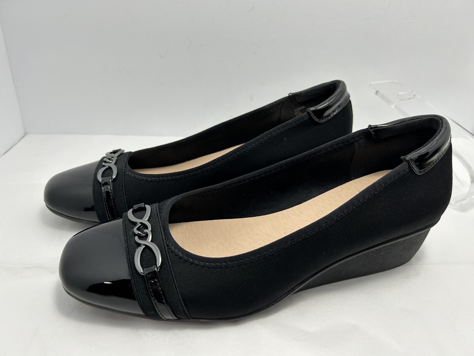 Lauren Blackwell Womens Wedge Shoes Size 11M Black Cap toe #E