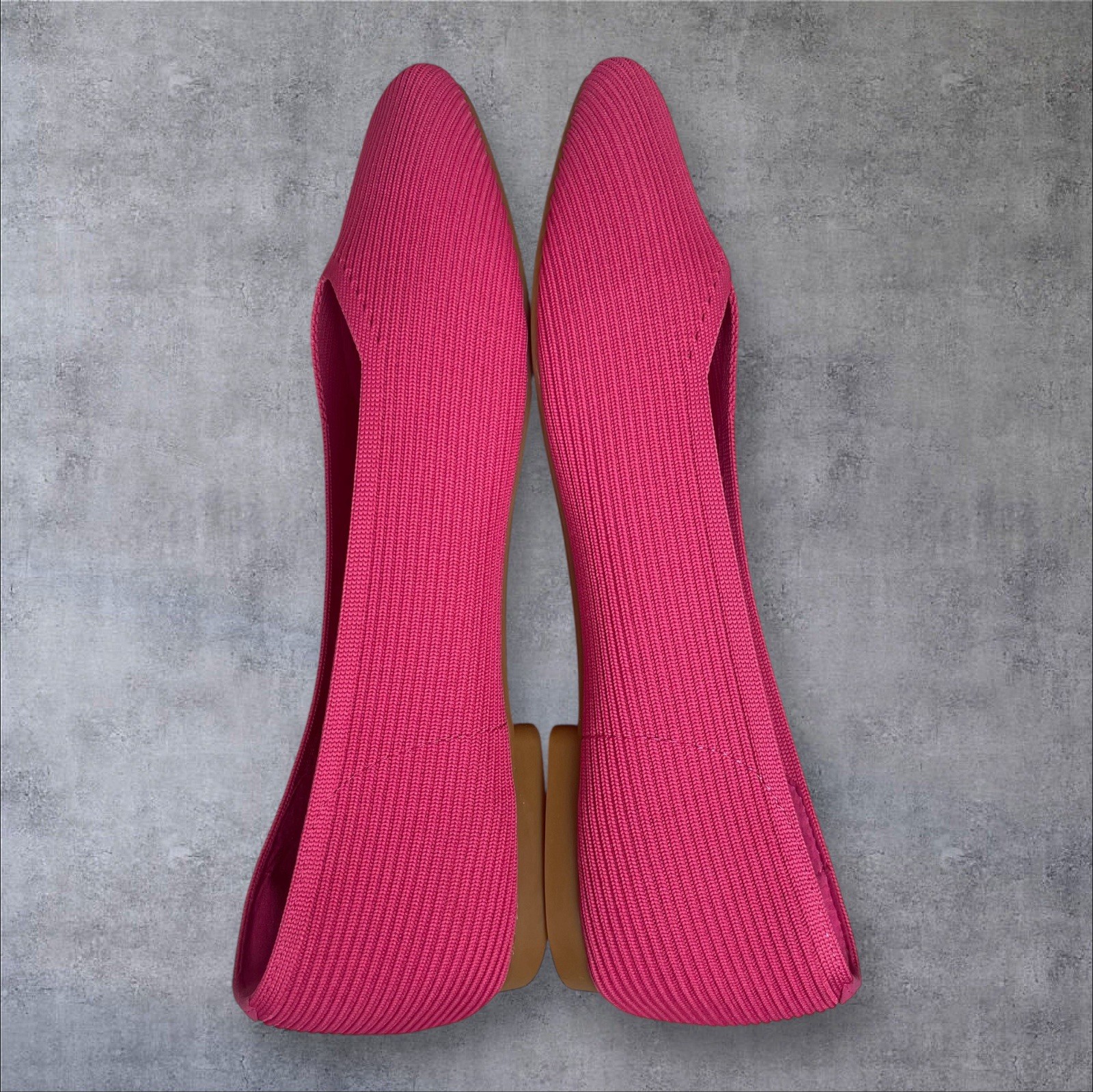 Vivaia Pink Square Toe V Cut Margot 2.0 Knit Ballet Flats Womens 43 Us 11.5-12