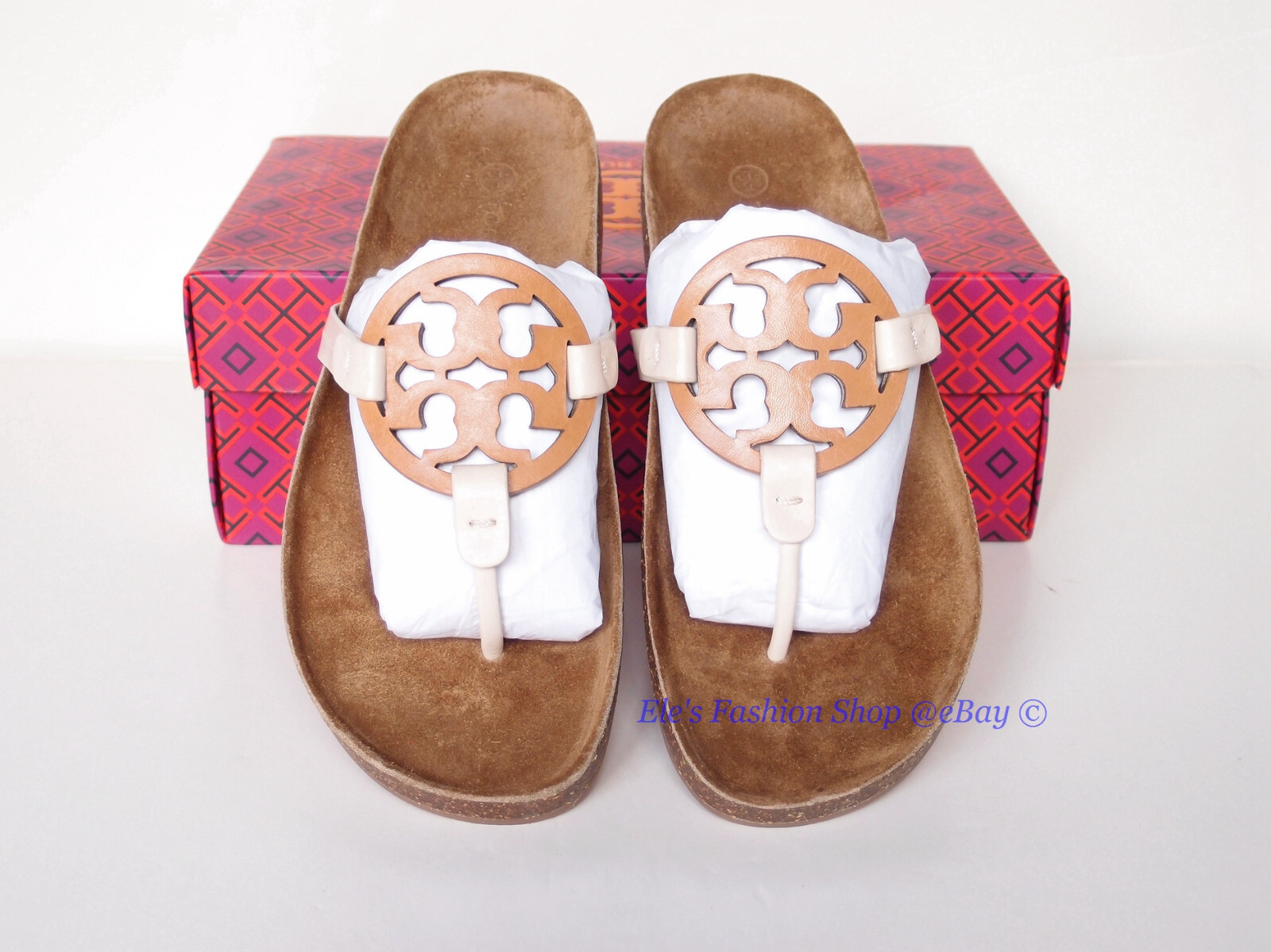 NIB Tory Burch Miller Cloud Sandal Cream Caramel US 6 6.5 7 7.5 8 8.5 9 9.5 10