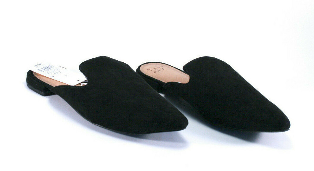 A New Day Target Faux Suede Textile Slide Flats Women’s Black NEW