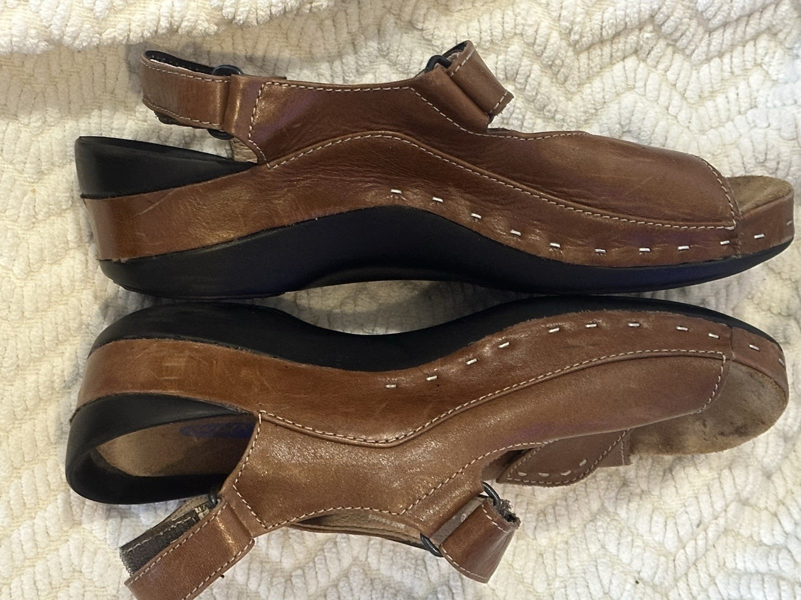Wolky Jewel Camel Brown Leather Slingback Comfort Sandals Women’s Size 40 9 US