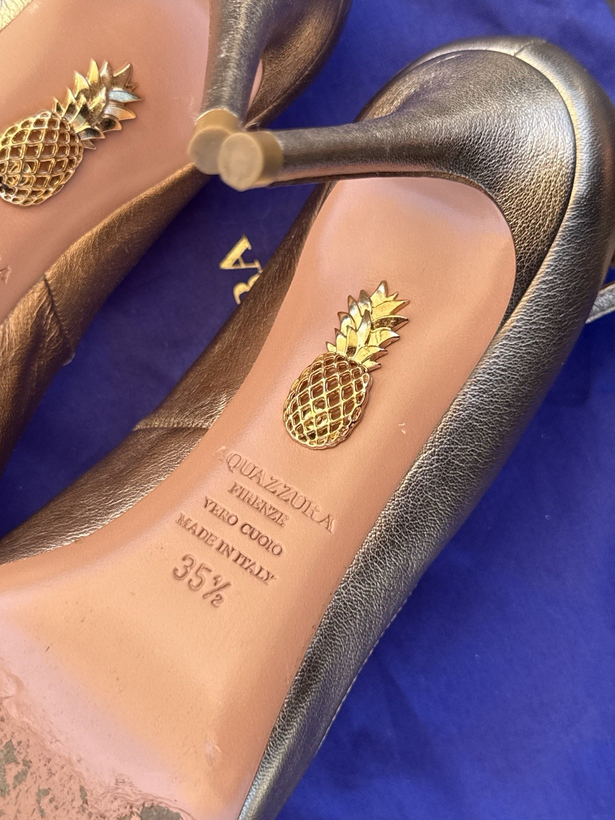 Aquazurra Gold Leather Heels