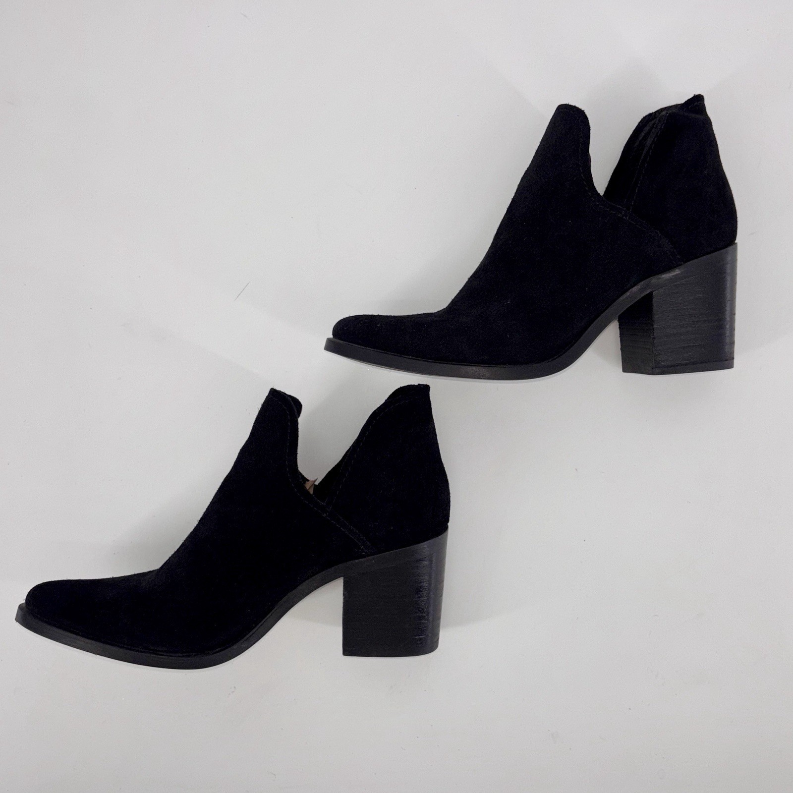 Steve Madden Prezzie Boots Booties Shooties 9.5 Black Suede Cut Outs Boho Artsy