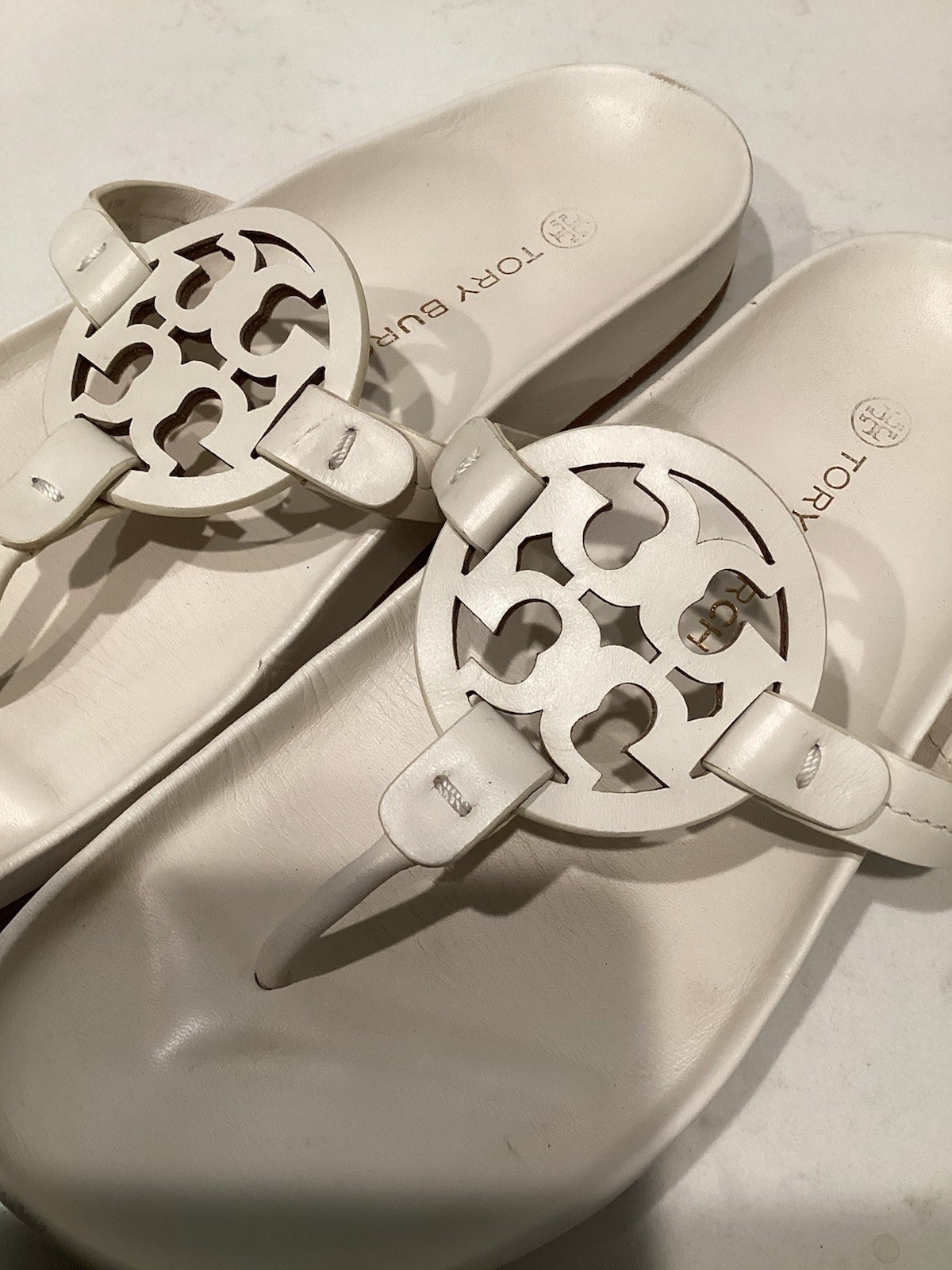 Tory Burch Miller Cloud Sandals Size 8 1/2 Cream Off-White