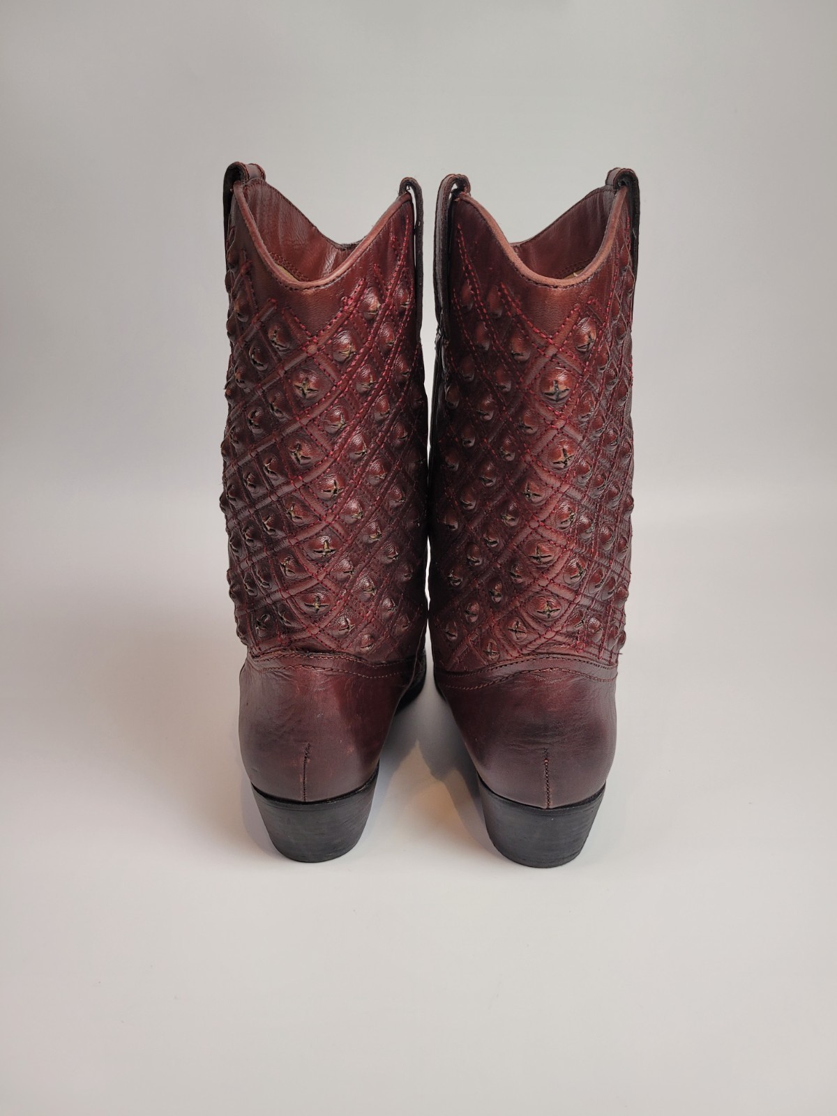 LUCKY BRAND MADONNA CORDOVAN TYE DYE MAROON RED LEATHER COWBOY HEEL BOOTS 9M