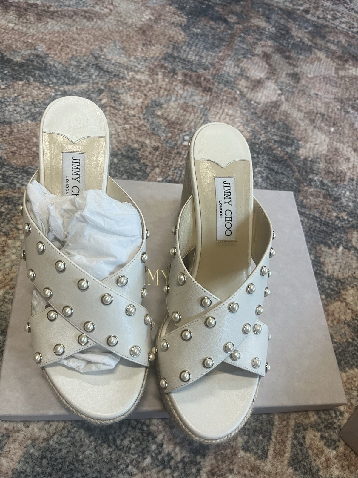 Jimmy Choo Sandals Dovina Nappa w/ Pearls